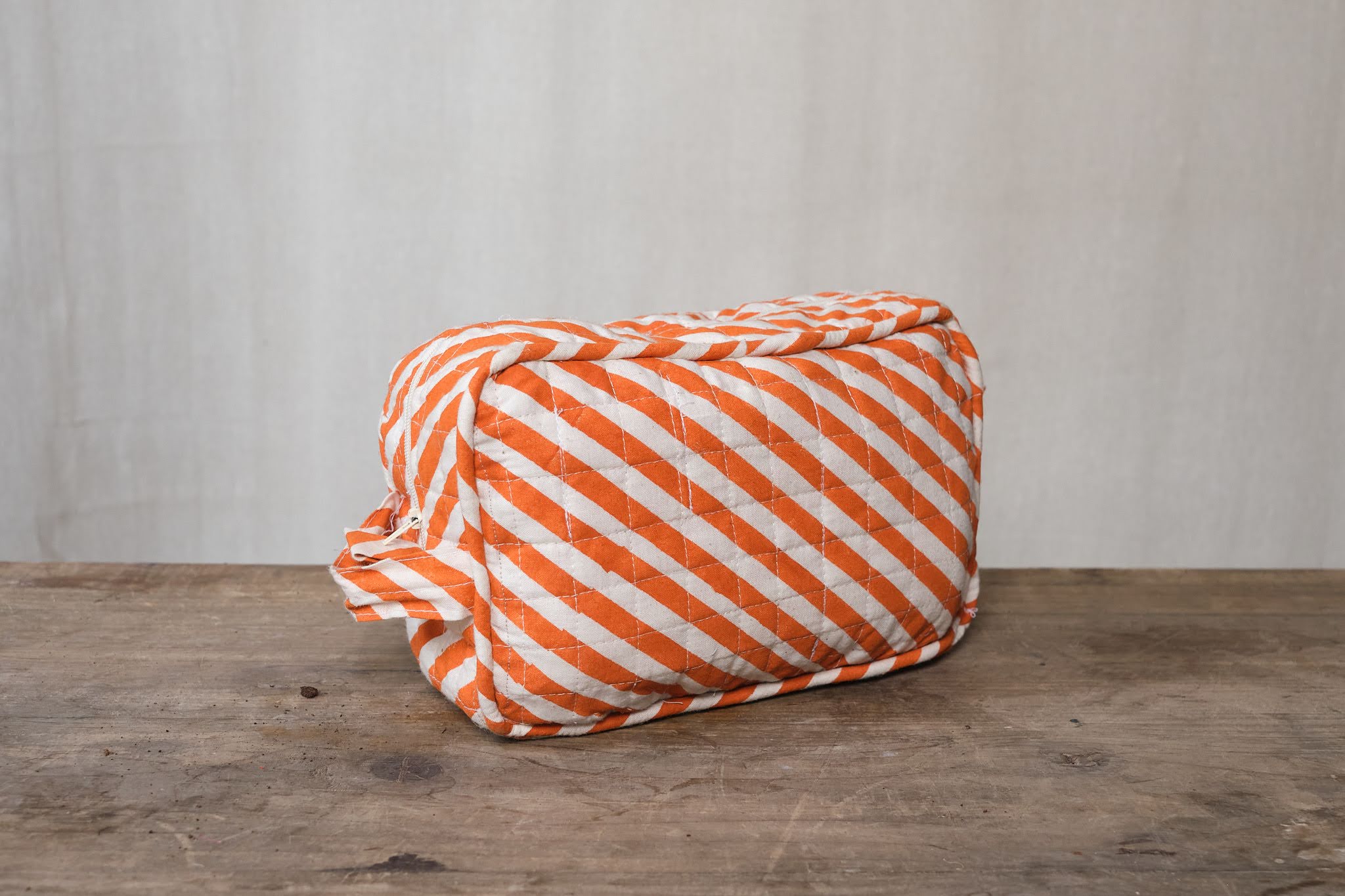 Waterproof Orange Striped Travel Wash Bag - Lightweight Cosmetic Toiletry Pouch for Women & Men | Perfect for Gym, Camping, Beach Trips & Daily Use