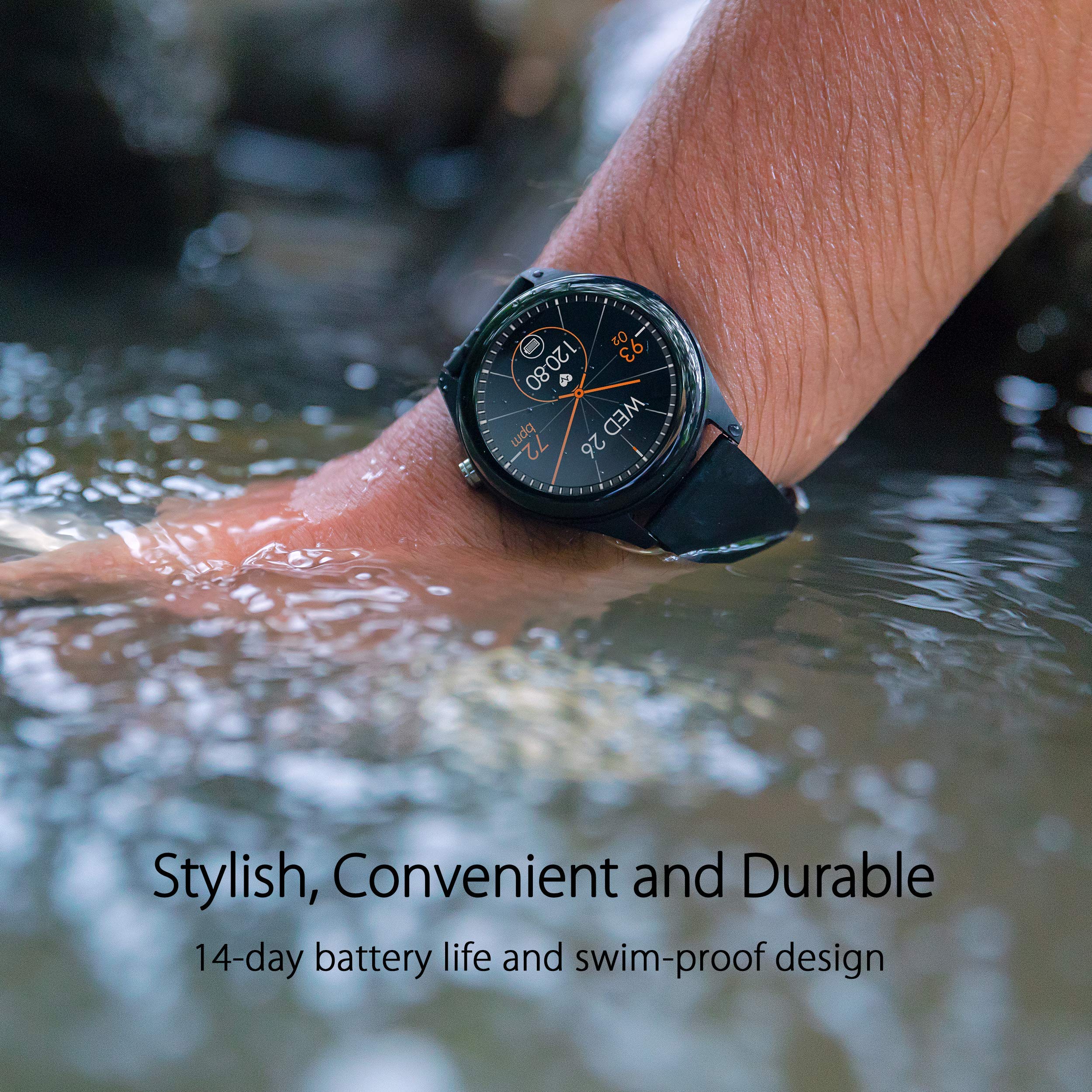 ASUS VivoWatch SP HC-A05 Smart Watch with Step Counter, GPS, Heart Rate Monitor, Sleep Tracking, Calorie Counter, Altimeter, Waterproof - Black - Perfect for Fitness, Running, Hiking & Daily Activity Tracking