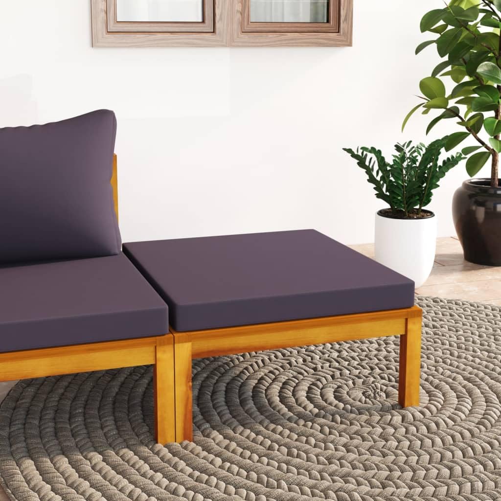 Premium Acacia Wood Patio Footrest & Coffee Table - Outdoor Modular Footstool with Tea Table - Rustic Garden Furniture Set for Relaxing in Backyard, Poolside or Patio