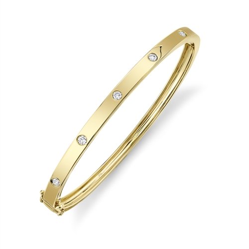 14K Gold 0.38 CTW Diamond Flush Set 5 Stone Bangle Bracelet - Elegant Jewelry for Women, Perfect for Weddings, Anniversaries & Special Occasions