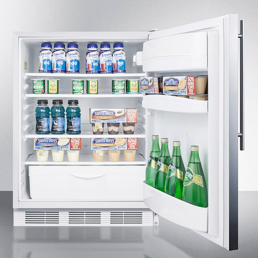Accucold 24 Inch Wide Built-In All Refrigerator - ADA Compliant, Thin Handle Design (Model FF6LWBI7SSHVADA) - Perfect for Small Kitchens, Apartments, and ADA-Compliant Spaces