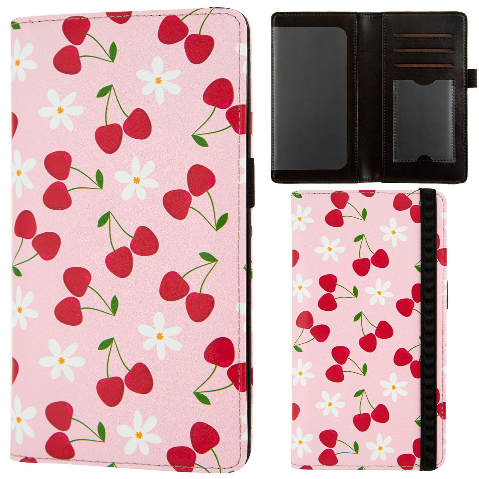 RFID Blocking Checkbook Cover for Duplicate Checks - Cute Pink Cherry Design Wallet with Credit Card Holder for Women & Men | Perfect for Organizing Checks, Cards & Cash at Home, Office or Travel