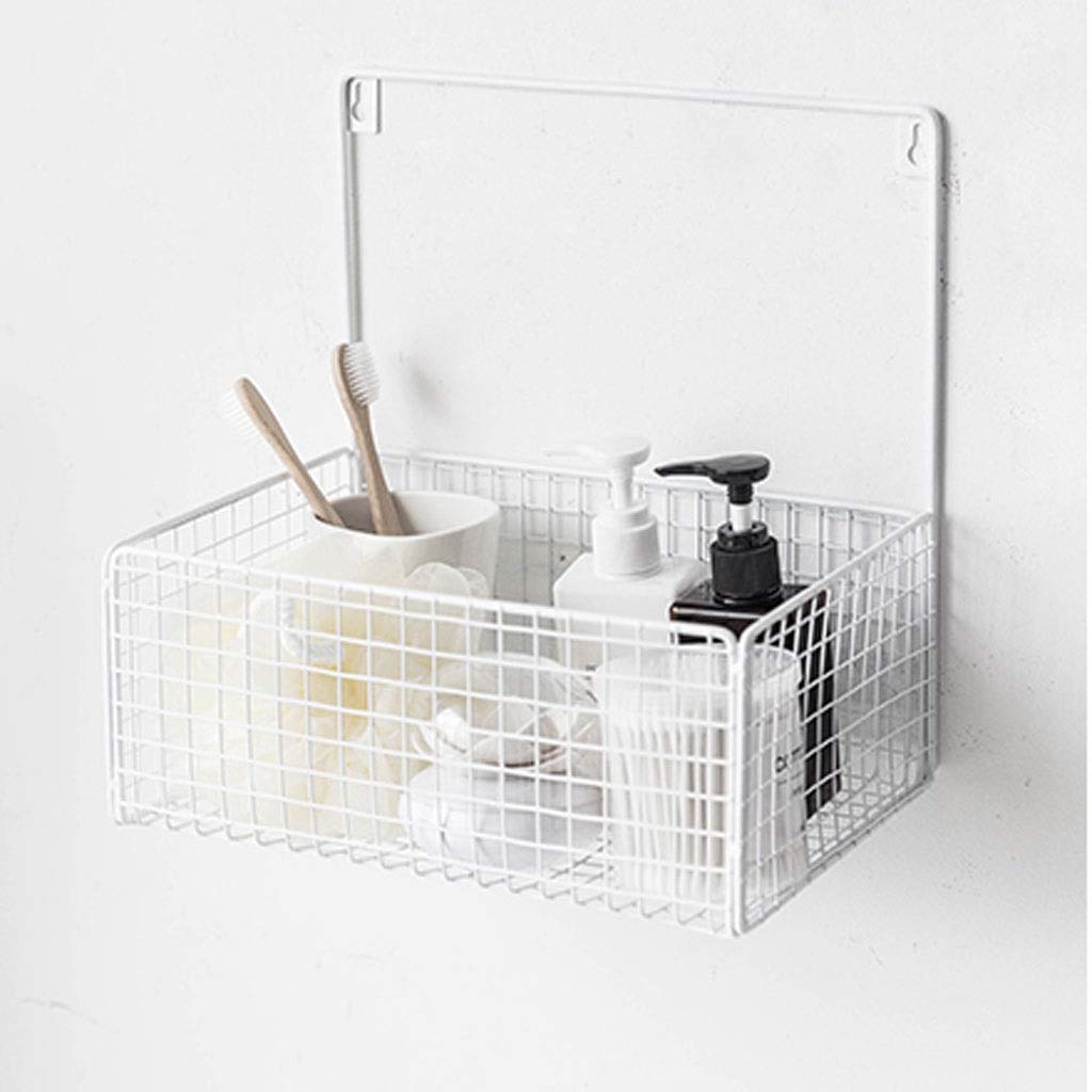 JSY White Wrought Iron Wall Hanging Shelf - Bathroom Storage Rack with No Drilling Installation, Space Saving Organizer for Towels, Plants & Decor - Perfect for Small Bathrooms, Kitchens & Bedrooms