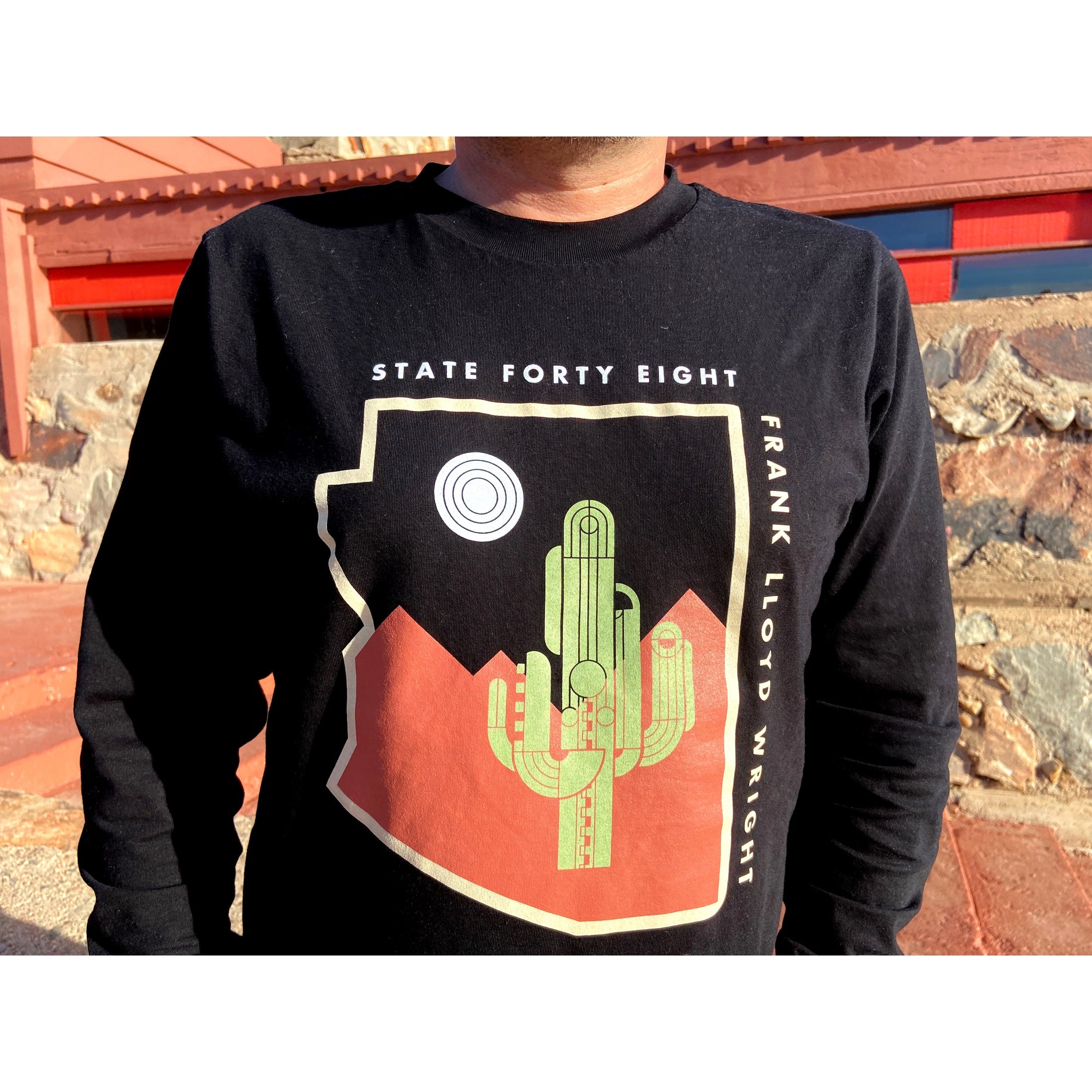 State Forty Eight Night Saguaro Print Long Sleeve Shirt for Men | Comfortable Casual Wear for Hiking, Camping & Outdoor Activities