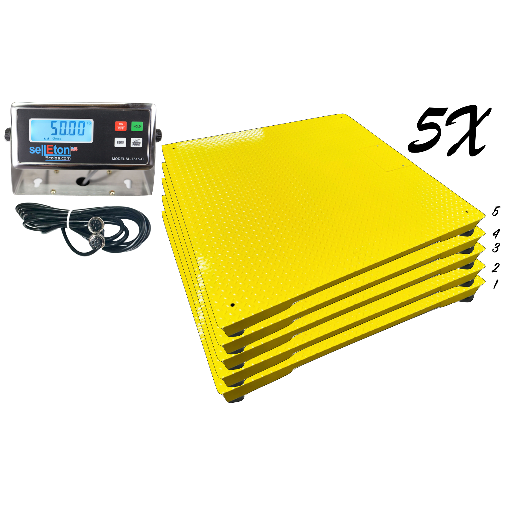 SellEton SL 700 2x3 Digital Floor Scale - 24 x 36 Inch Multi-Pack Commercial Weighing Scale for Warehouses, Shipping & Industrial Use