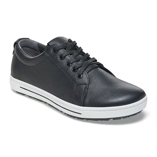 Birkenstock QO500 Black Leather Sneakers for Women & Men - Women's 12/12.5, Men's 10/10.5 - Comfortable Casual Shoes for Walking, Travel & Everyday Wear