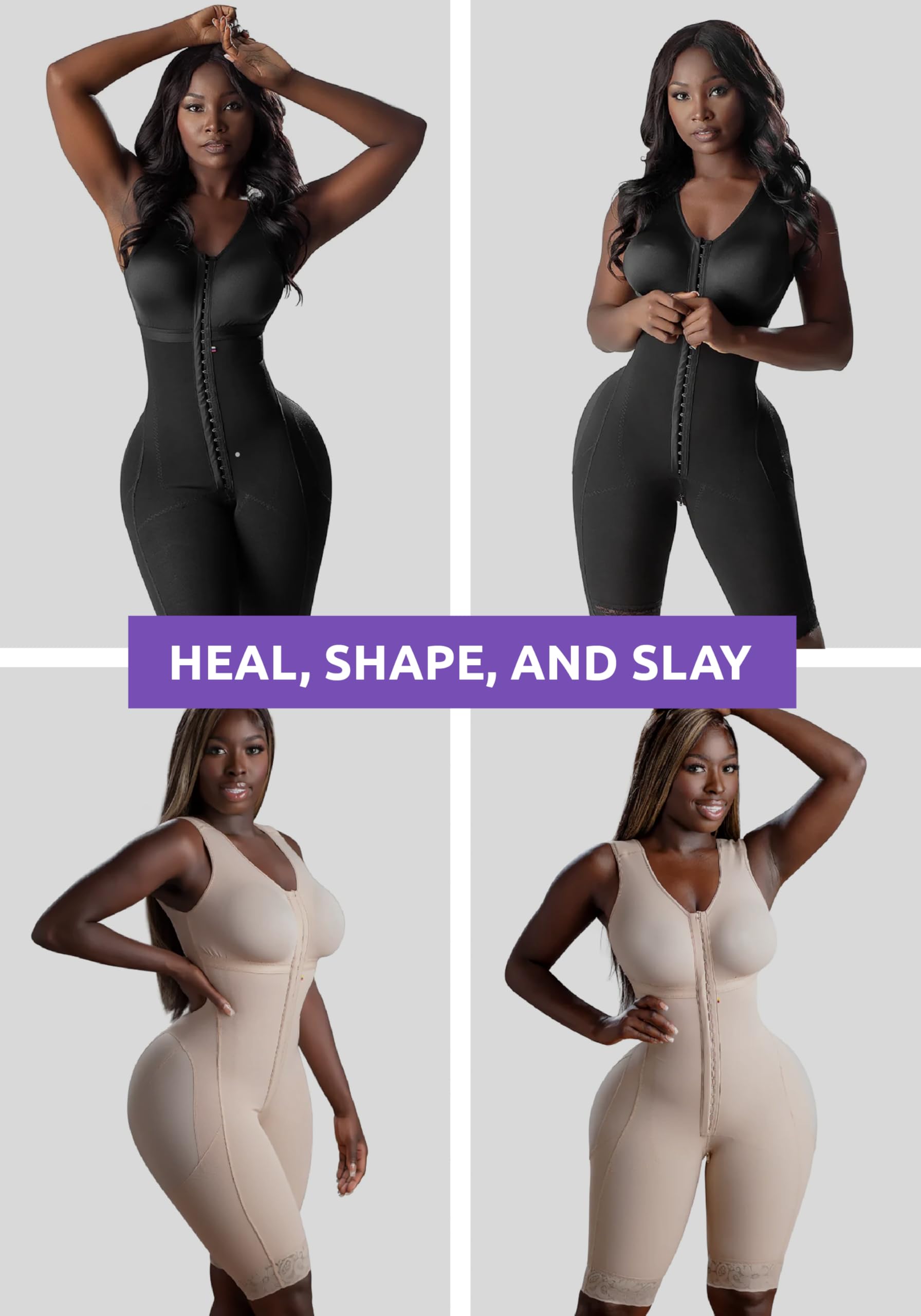 Snatched Body - Women's Stage 1 Faja Colombianas with Bra Shapewear | BBL Post Surgery Compression Garment for Butt Lifting | Perfect for Postpartum Recovery & Waist Training