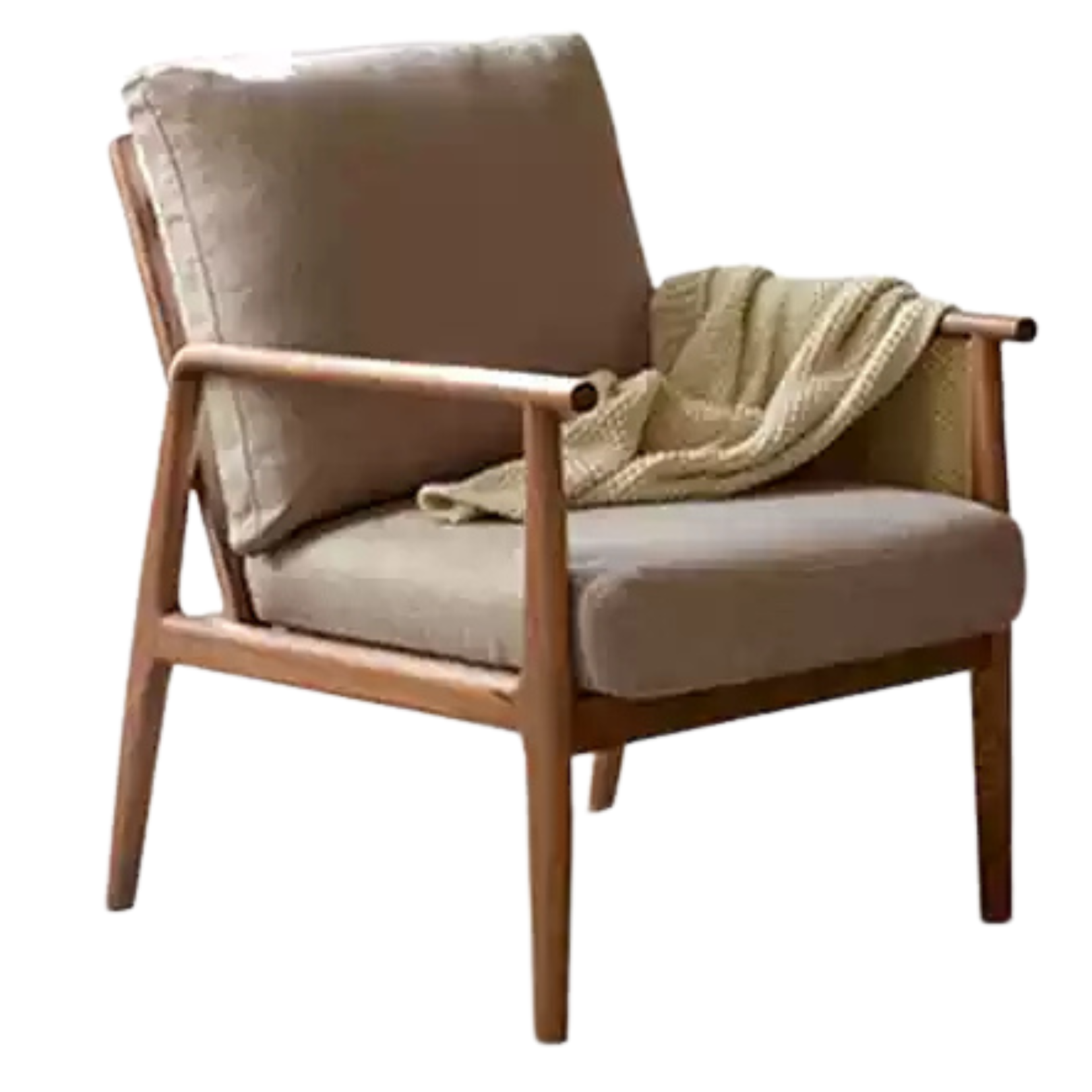 Premium Black Walnut and Ash Solid Wood Lounge Chair with Backrest - Perfect for Living Room, Reading Nook, or Office Relaxation