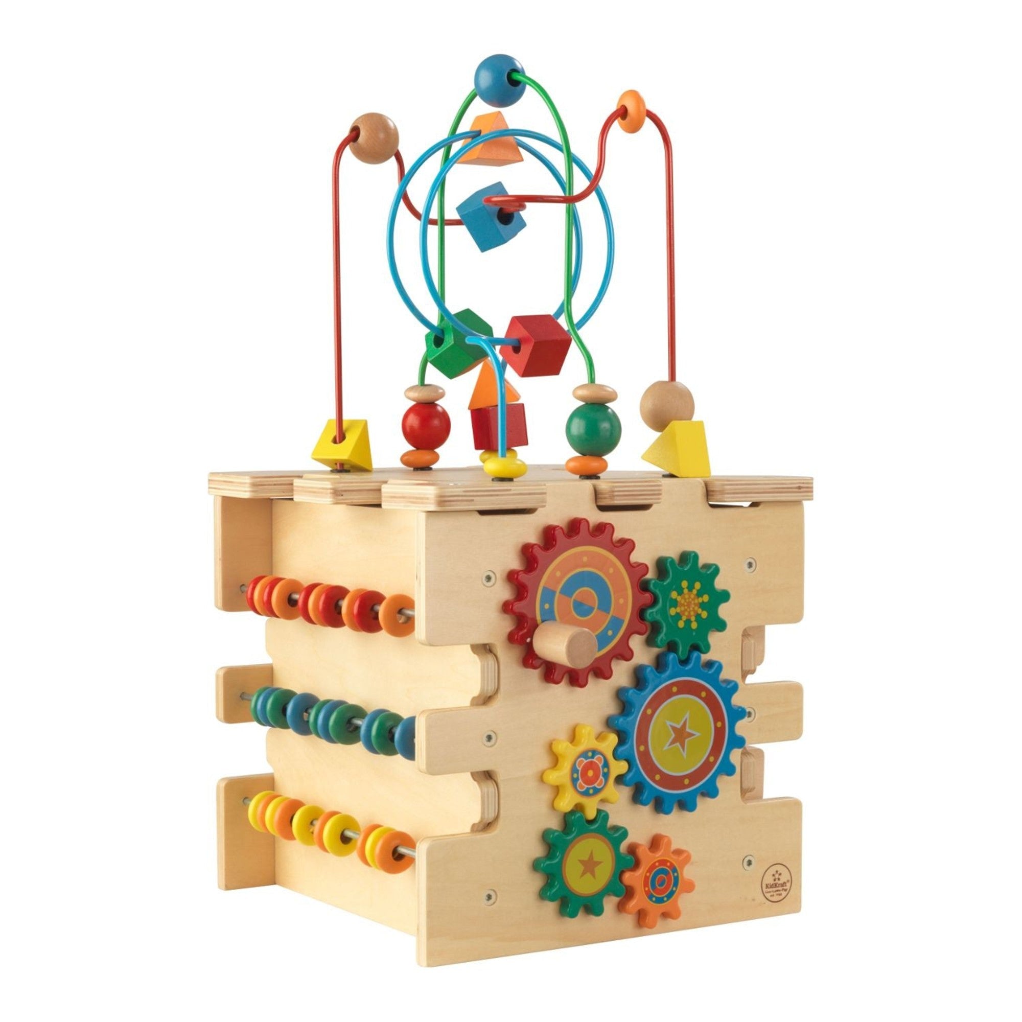 KidKraft Deluxe Activity Cube - Wooden Baby Toy with Bead Maze, Shape Sorter & Learning Games - Educational Toddler Toys for 1-3 Year Olds - Perfect for Playrooms, Daycares & Montessori Learning