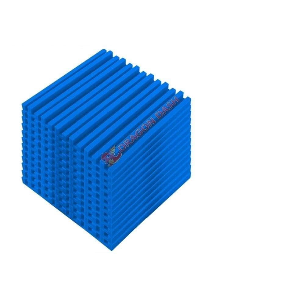 12 Pack Blue Acoustic Foam Panels 19.6x19.6x1.9 Inches - Soundproof Studio Wall Tiles for Home Recording, Music Rooms & Office Noise Reduction (Metro Striped Design, DD1041)