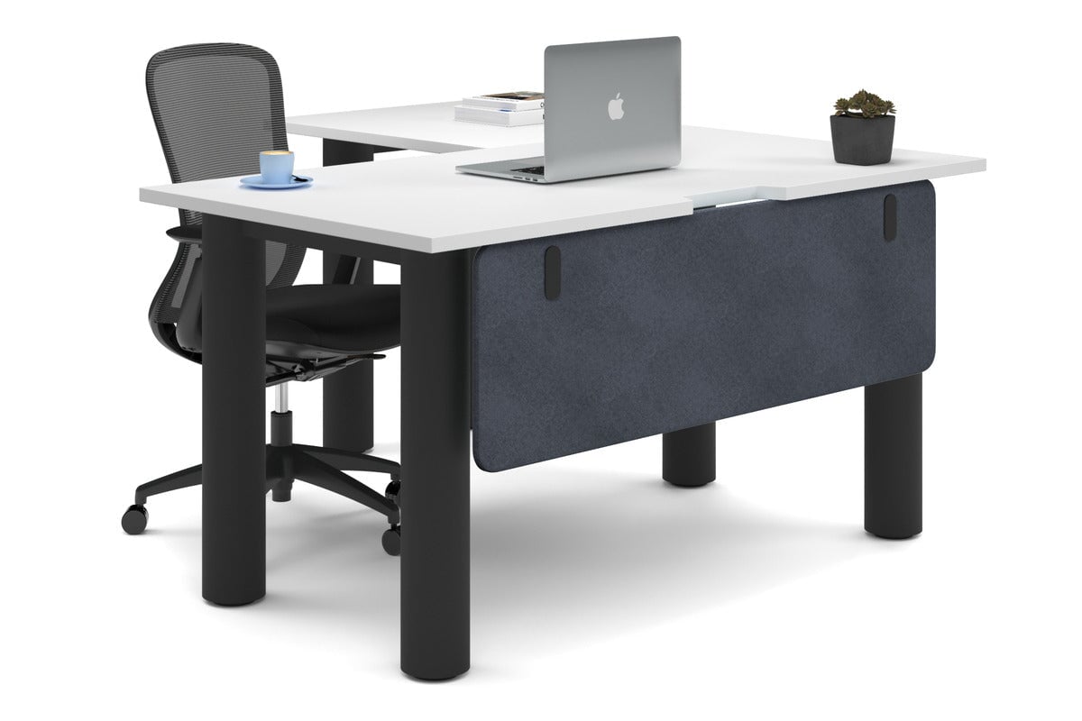 L-Shaped Corner Office Desk with Quadro Cylinder Legs - 1400L x 1550W, Cable Management Scallop - Perfect for Home Office, Study Room & Workspace Organization