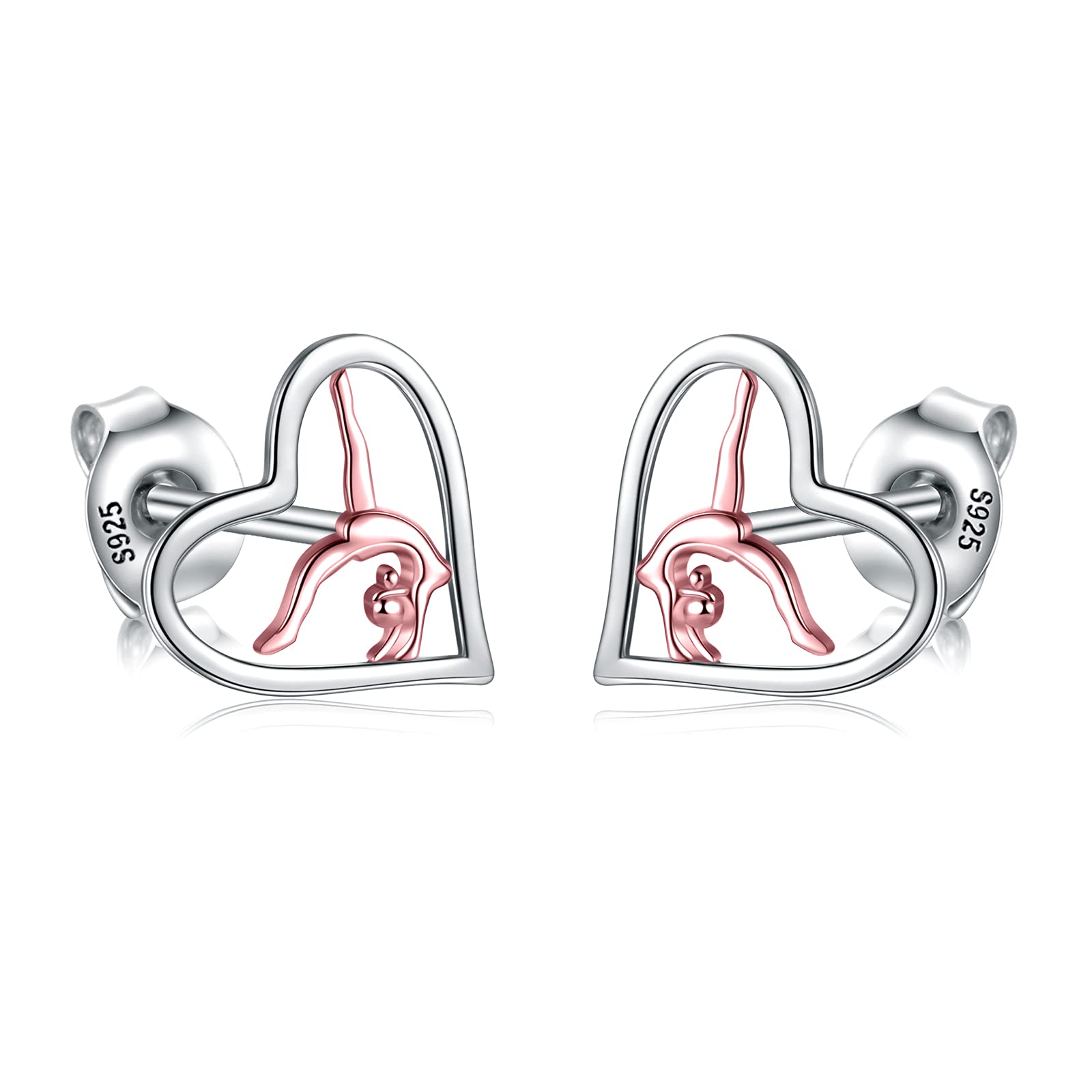 Silver Gymnastics Dangle Earrings | Rose Gold Flipping Gymnast Jewelry | Elegant Gift for Women | Perfect for Gymnastics Competitions, Workouts & Everyday Wear