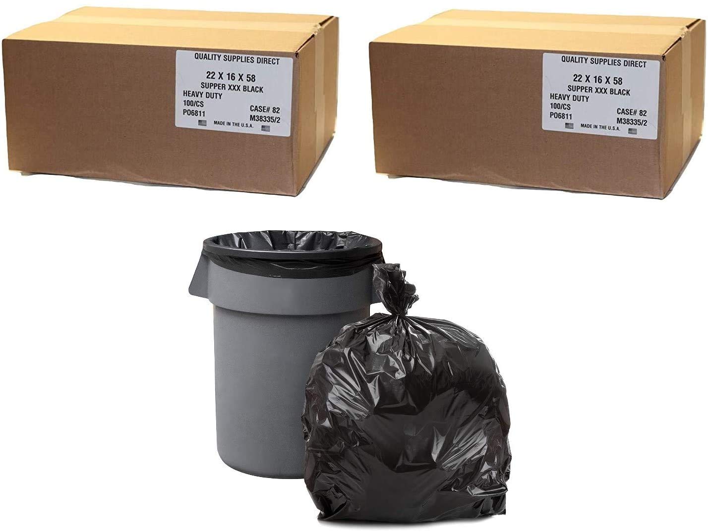 XXX Super Heavy Duty 55-60 Gallon Trash Bags (200 Count) - 1.9 Mil Thick Industrial Strength Garbage Liners for Home, Office & Commercial Use