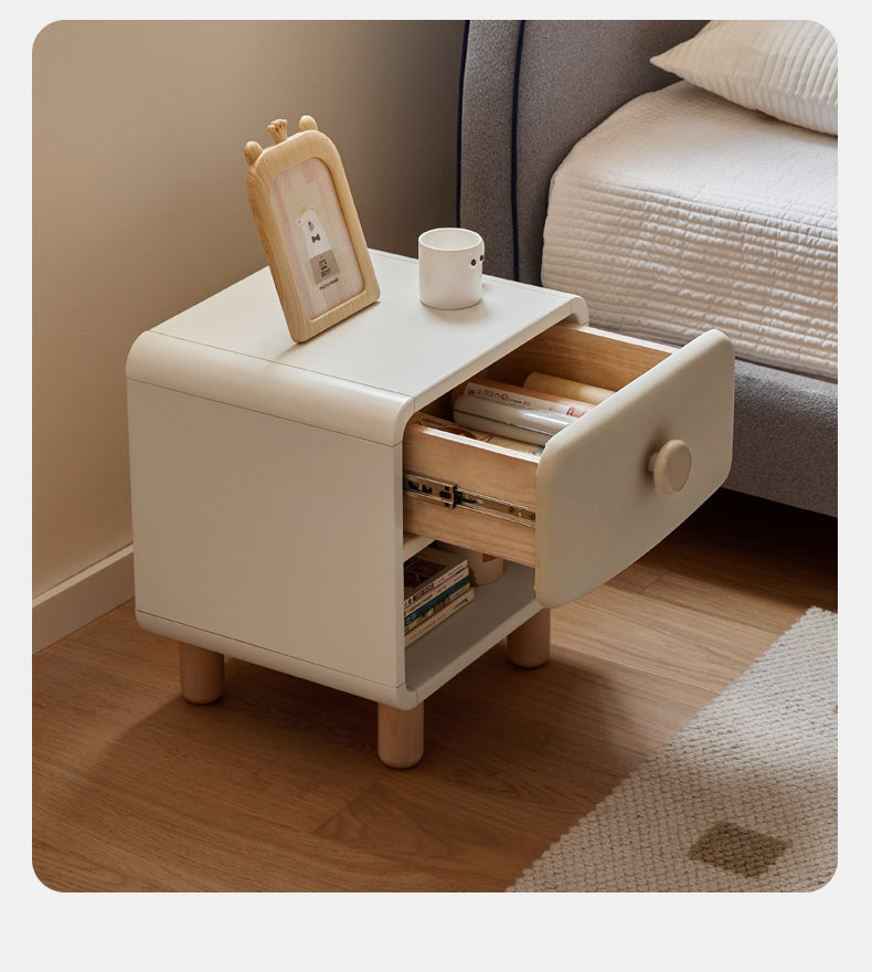 Solid Wood Kids Nightstand - Birch & Poplar Modern Bedside Table for Children's Room - Perfect for Bedrooms, Nurseries & Playrooms