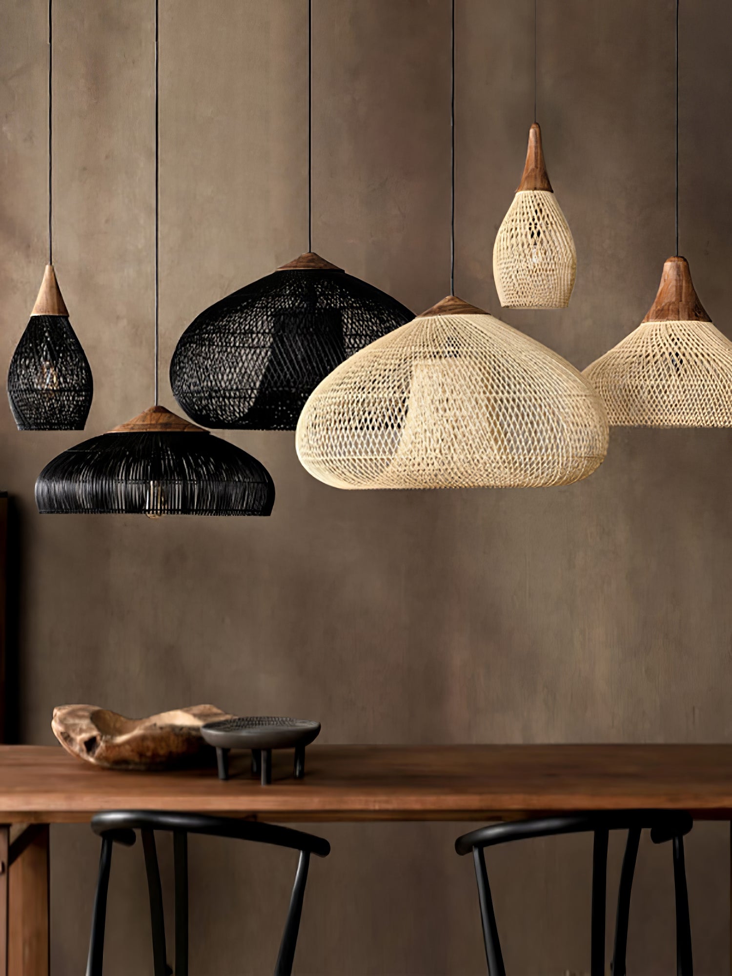 Handwoven Rattan Pendant Light - Boho Natural Woven Hanging Lamp for Bedroom, Living Room, Patio & Outdoor Decor