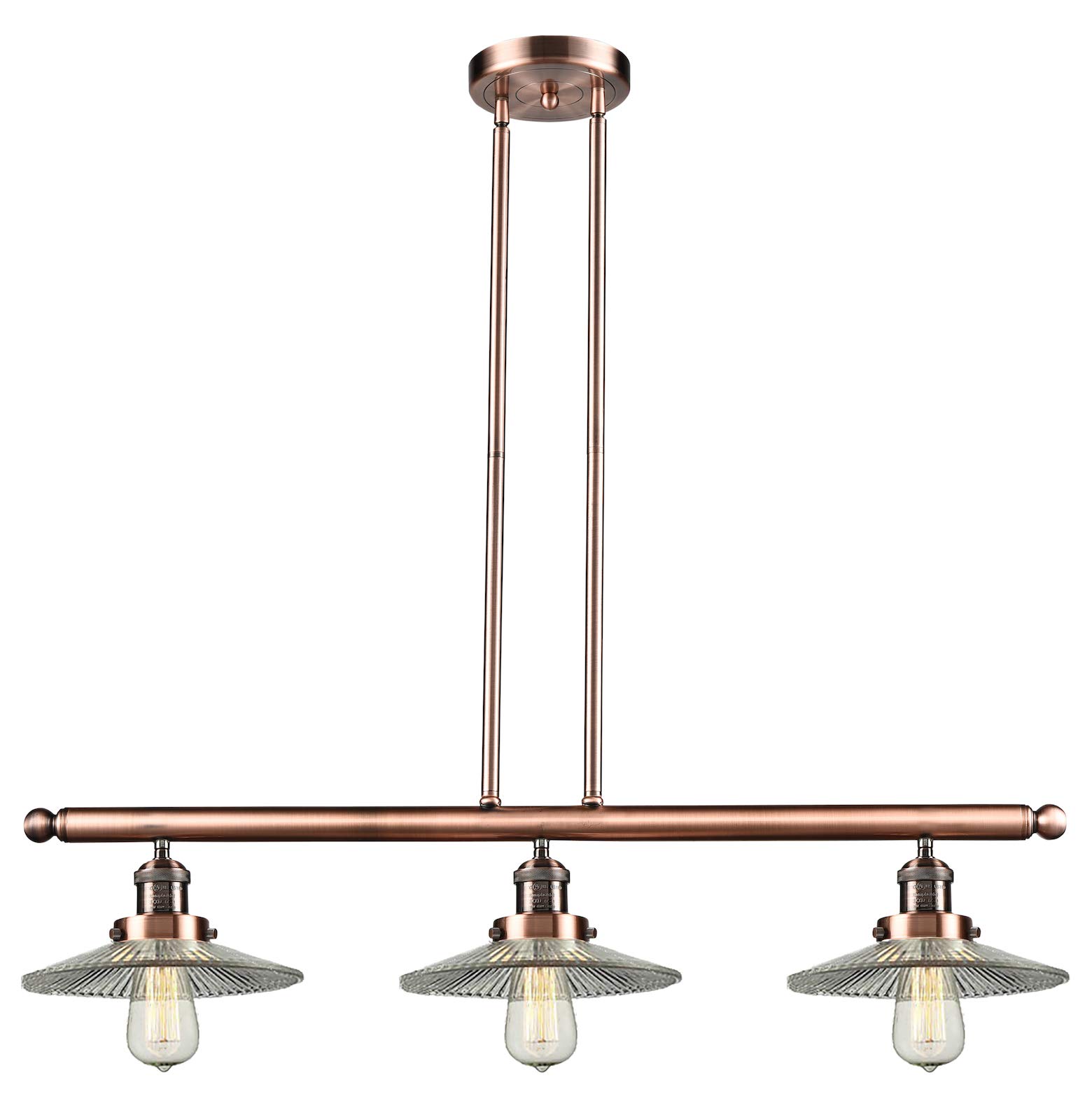 Antique Copper Glass 3-Light Adjustable Island Chandelier - Perfect for Kitchen, Dining Room, and Farmhouse Decor