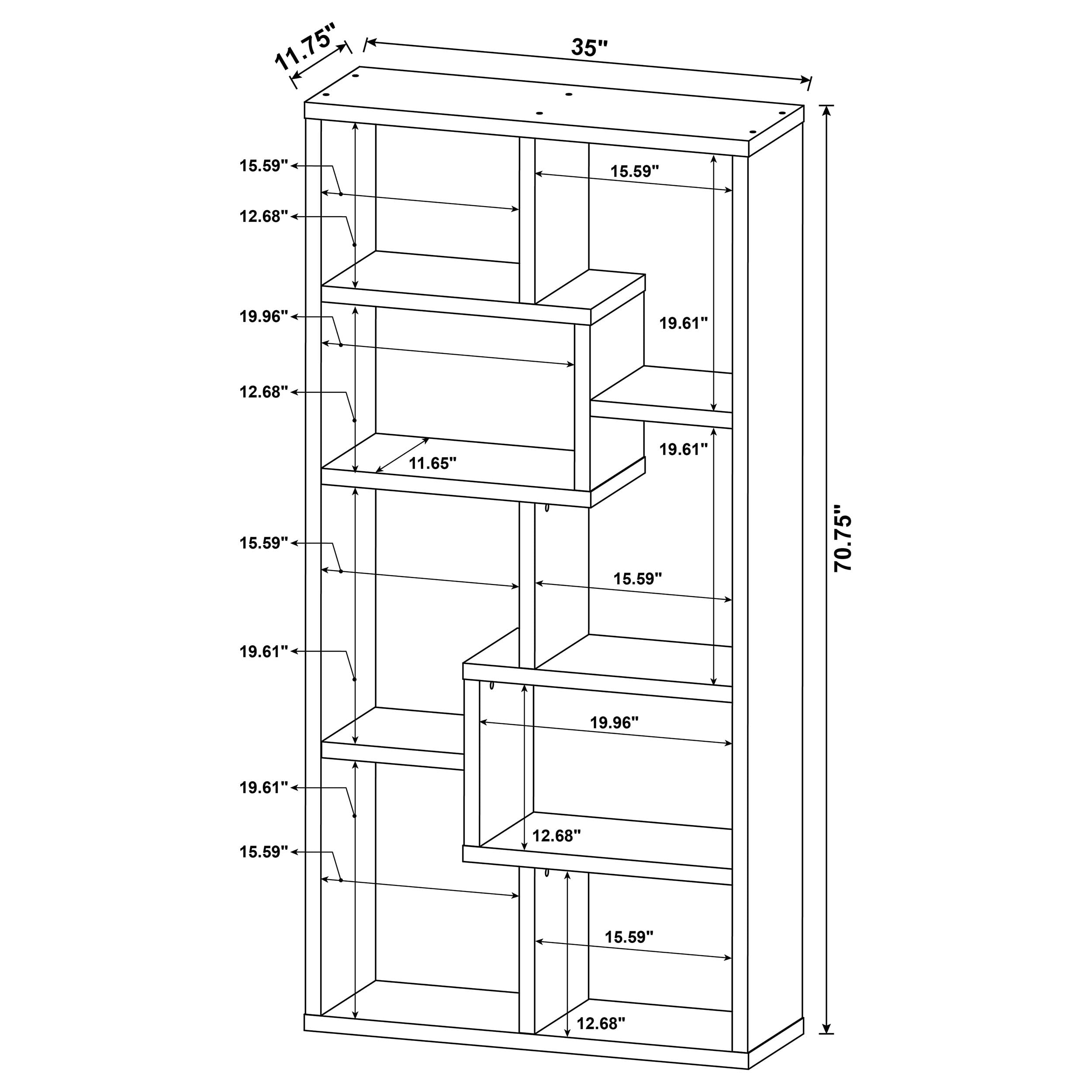 Coaster FINE Furniture 5-Tier Rectangular Bookcase - Weathered Grey Finish, Modern Bookshelf for Living Room, Office & Bedroom Storage & Organization