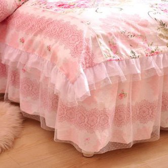 FADFAY Romantic Floral Print Bedding Set - Queen Size 4PCS with Princess Lace Ruffle Duvet Cover | Elegant Floral Bed Set for Master Bedroom, Guest Room & Girls' Bedroom Decor
