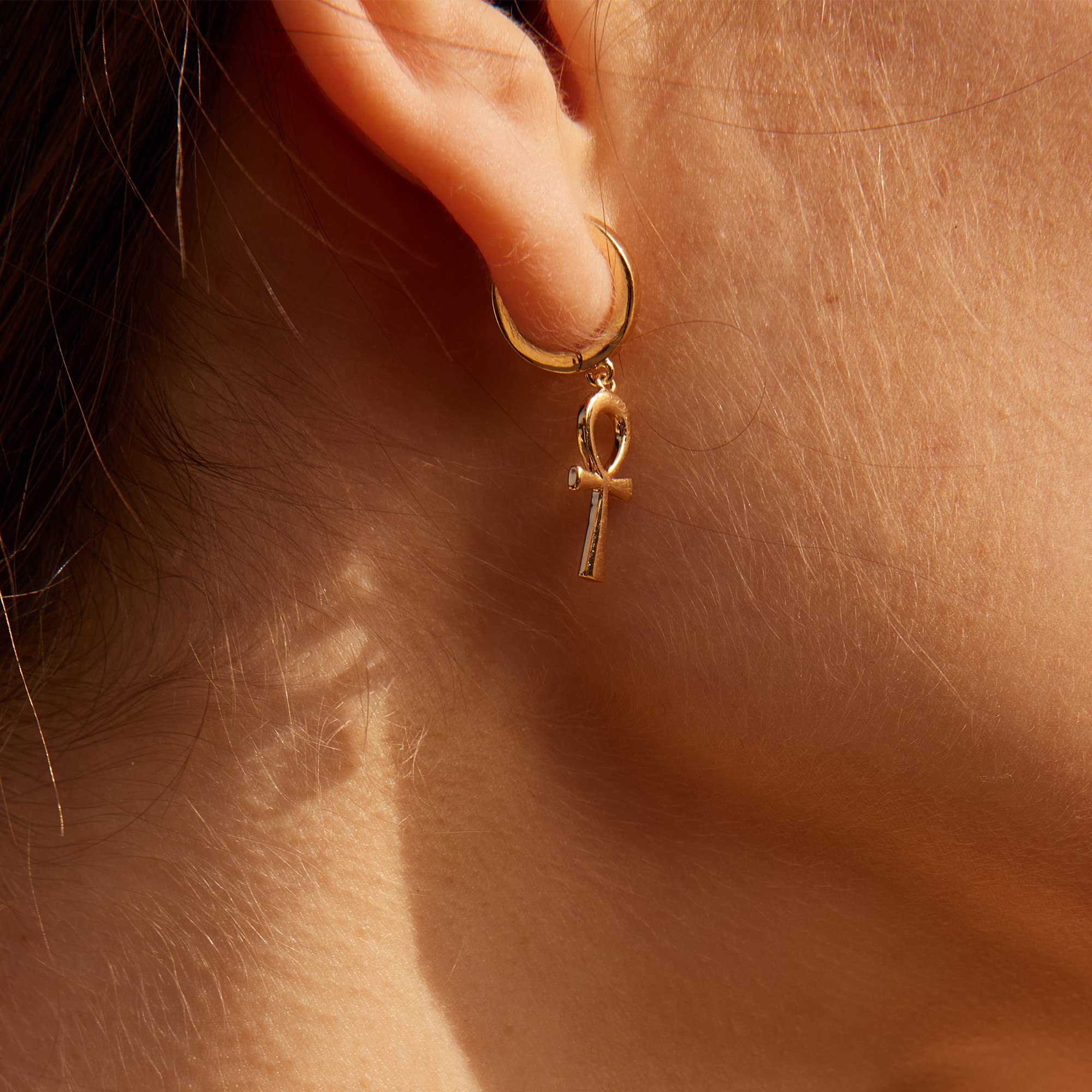 VALLOEY ROVER 14k Gold Plated Hoop Earrings for Women - Hypoallergenic Dainty Dangle Earrings with Charm - Perfect for Everyday Wear, Parties & Gifts