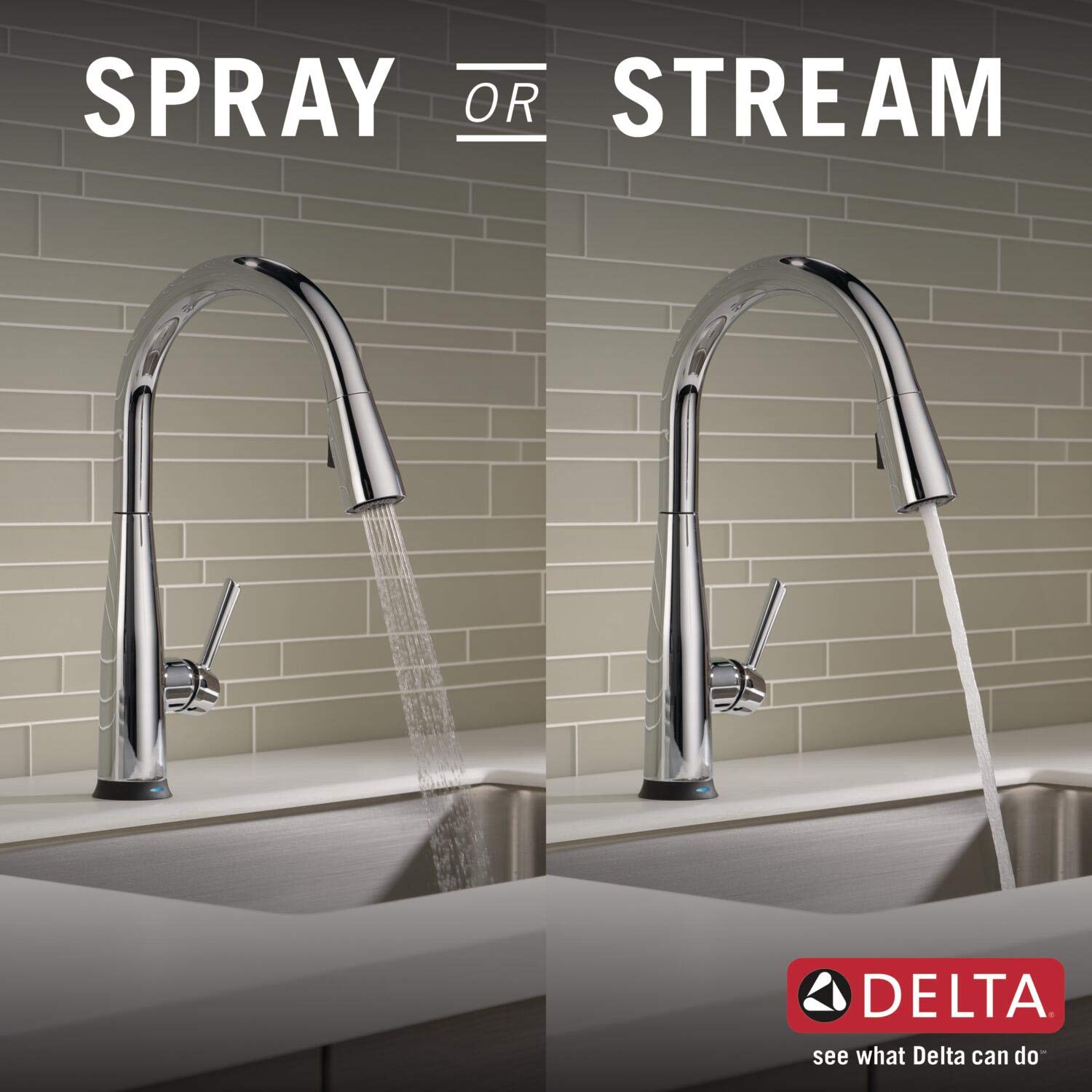 Delta Essa Touch2O Kitchen Faucet with Pull Down Sprayer - Chrome 9113T-DST | Touch Activated Kitchen Sink Faucet for Modern Homes | Perfect for Cooking, Washing Dishes & Food Prep