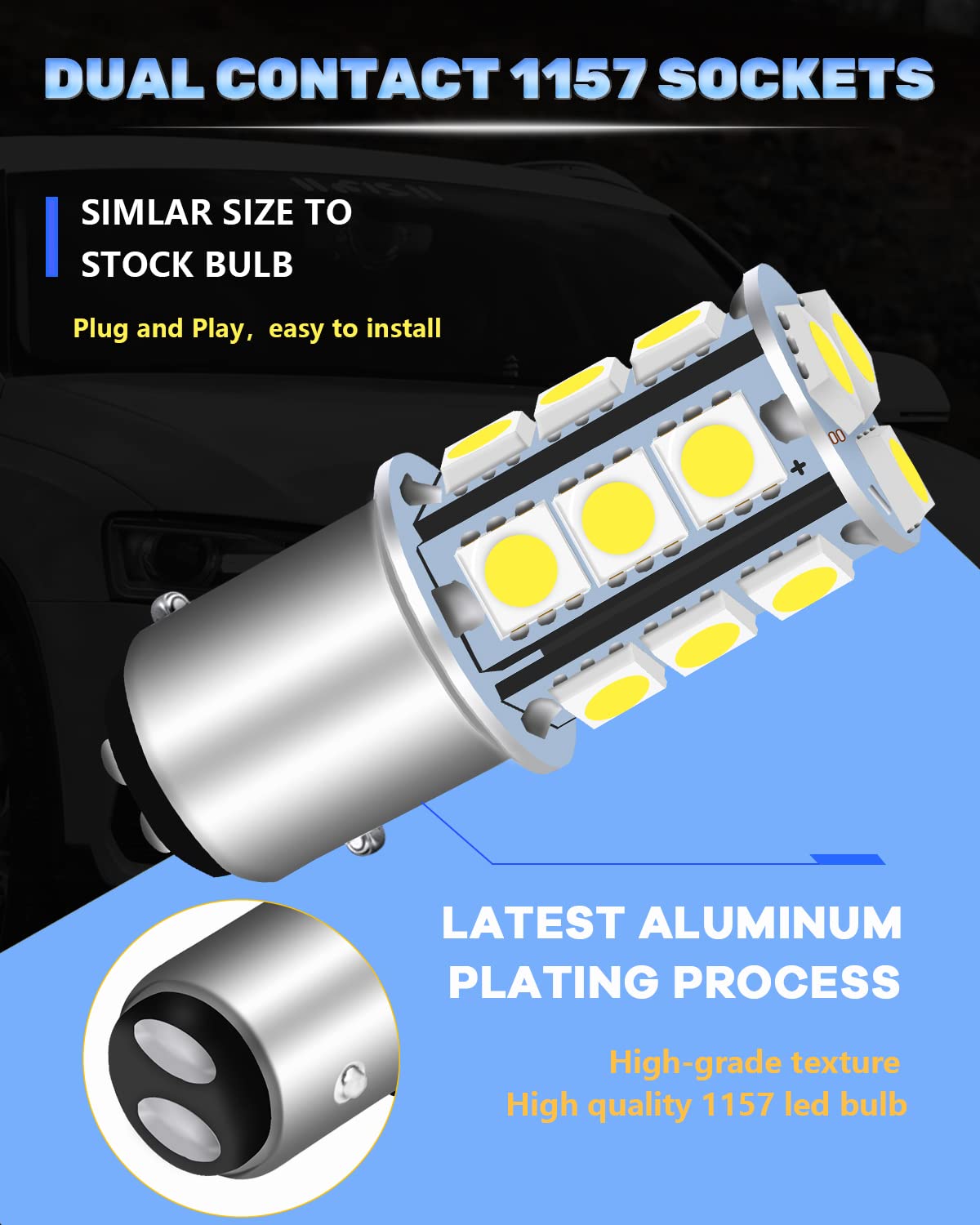 UNXMRFF 1157 2057 BAY15D LED Bulbs - Super Bright 5050 18-SMD White Light - Direct Replacement for Car Tail Brake Lights, Reverse Backup Lights, Parking & Daytime Running Lights (Pack of 10) - Perfect for Night Driving, Enhanced Safety & Vehicle Customization