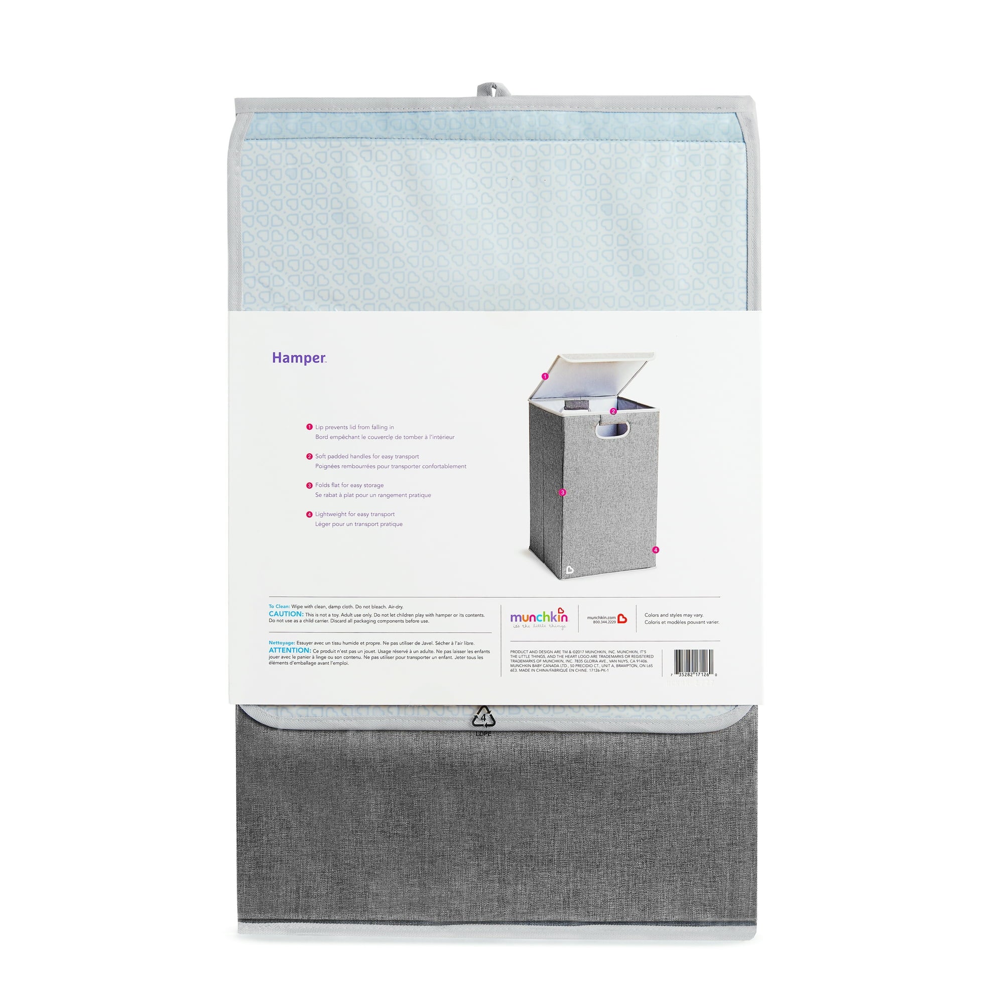 Munchkin Baby Laundry Hamper with Lid - Foldable Clothes Hamper for Nursery, Kids Room & Travel - Perfect for Diaper Storage & Baby Clothes Organization