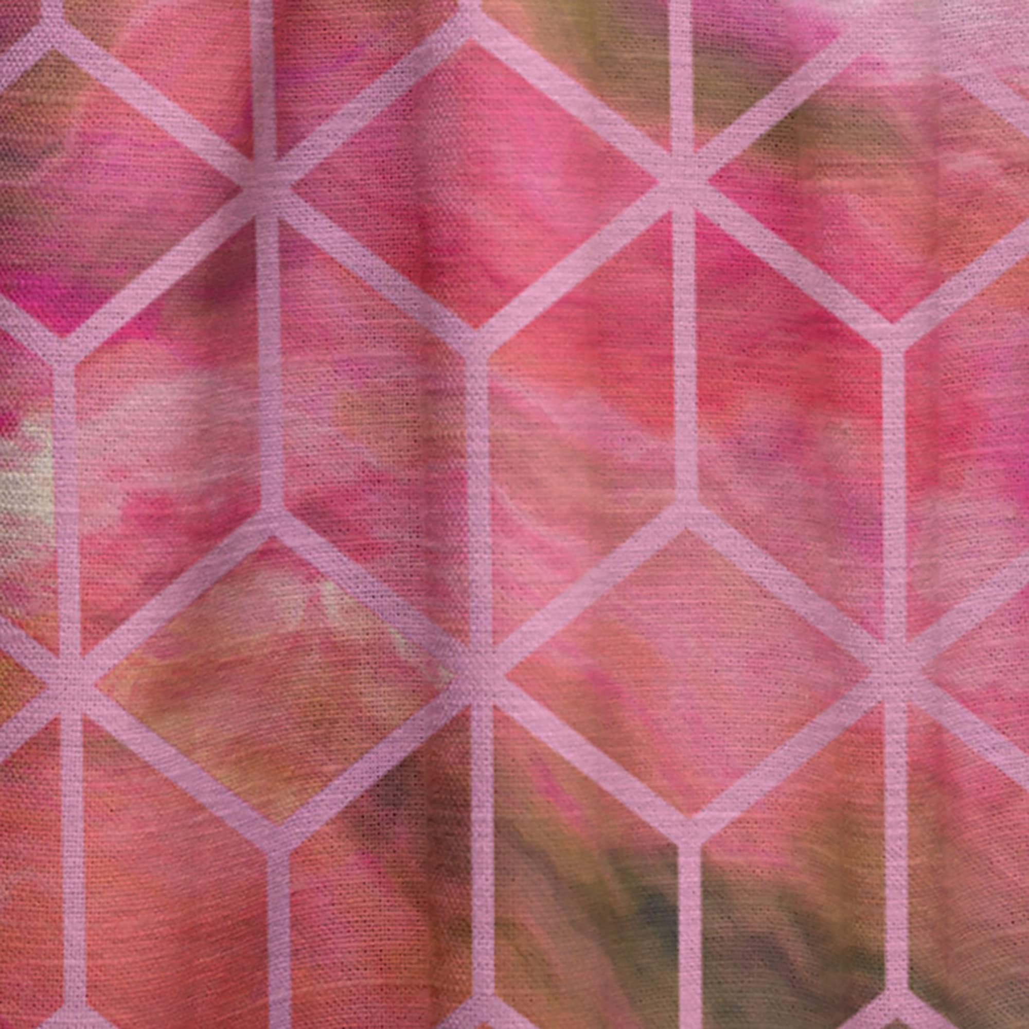 Pink Cubes Marble Pattern Blackout Curtains - Thermal Insulated Single Panel 52x90 Inches - Elegant Drapes for Bedroom & Living Room - Perfect for Light Control & Energy Saving