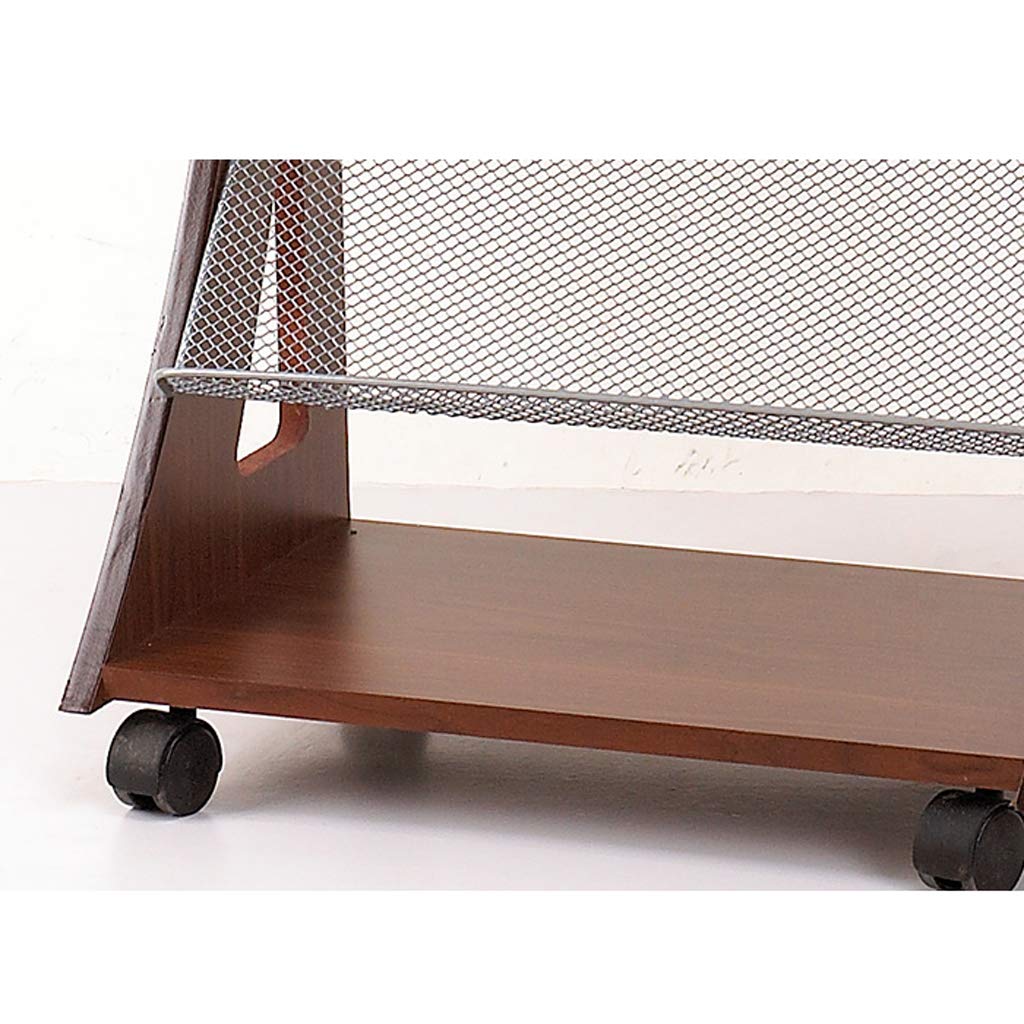 Premium Wooden Newspaper & Magazine Display Stand - 4-Tier Mesh Shelf Floor Rack for Home, Office, or Library Organization