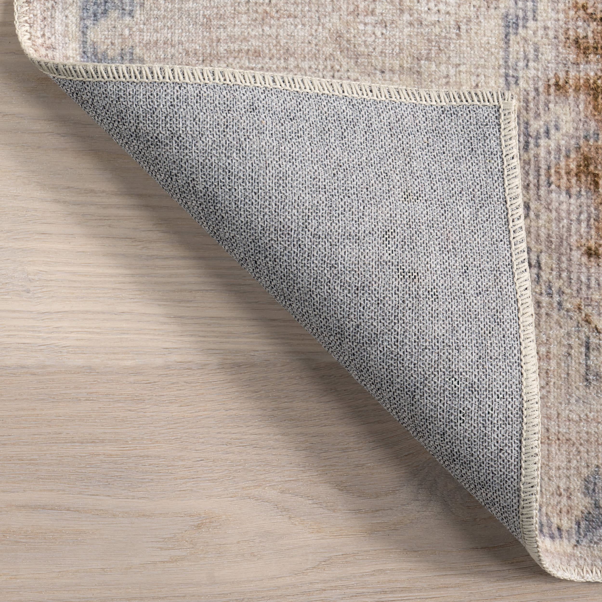 Brenda Hazy Heraldry Washable Rug - Soft Beige Bohemian Area Rug for Living Room, Bedroom, or Nursery | Machine Washable & Stain Resistant
