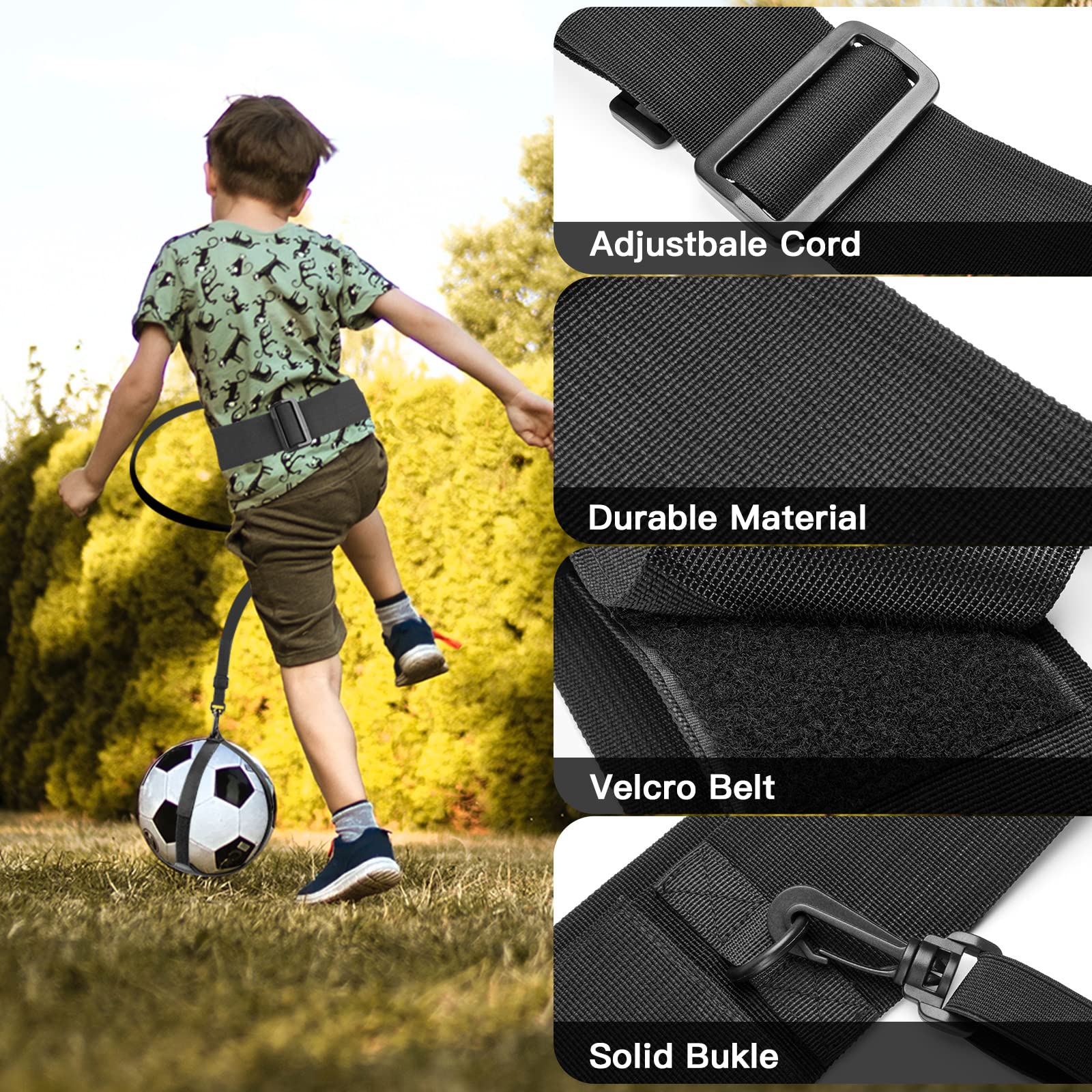 Adjustable Xxerciz Soccer Belt Trainer - Solo Football Kick Trainer for Soccer, Volleyball & Rugby - Durable Nylon Sports Training Aid - Perfect for Solo Practice, Team Drills & Backyard Training