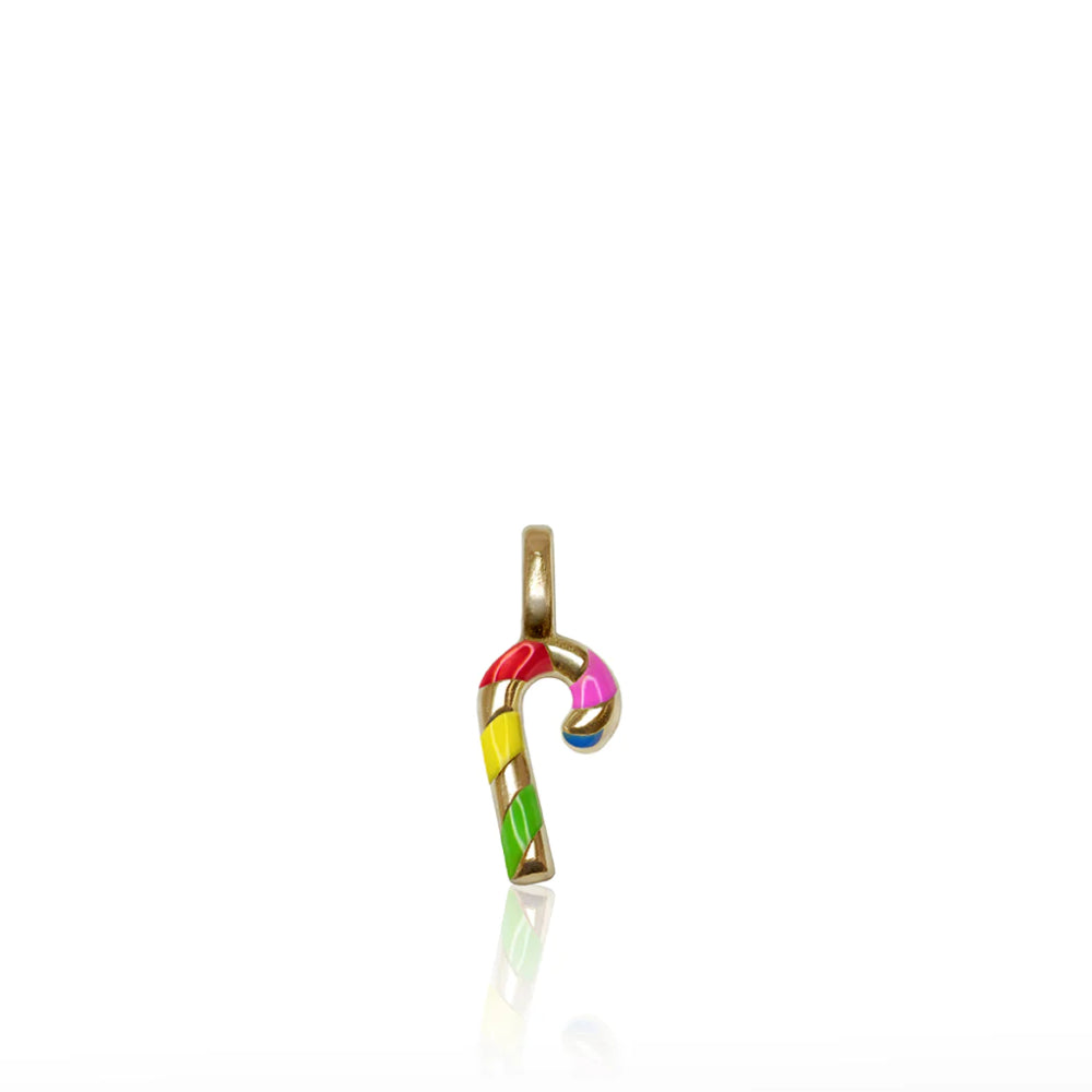 Alex Woo Rainbow Enamel Mini Additions Candy Cane Charm Pendant - Dainty Jewelry Gift for Women, Perfect for Christmas, Valentine's Day & Everyday Wear