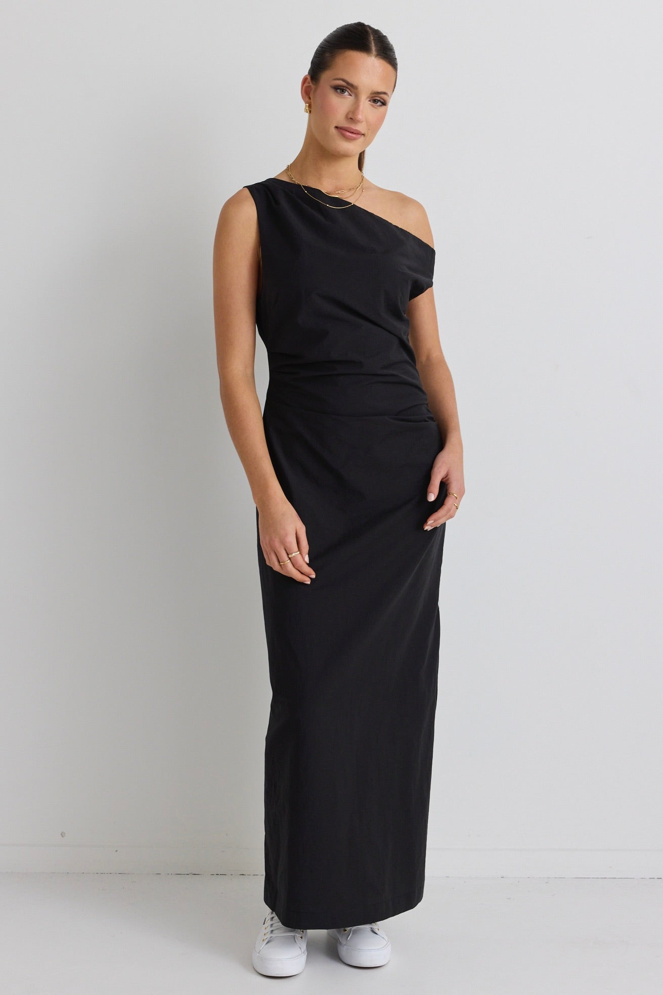 Elegant Black Off-Shoulder Bodycon Maxi Dress for Women - Perfect for Evening Parties, Weddings & Date Nights