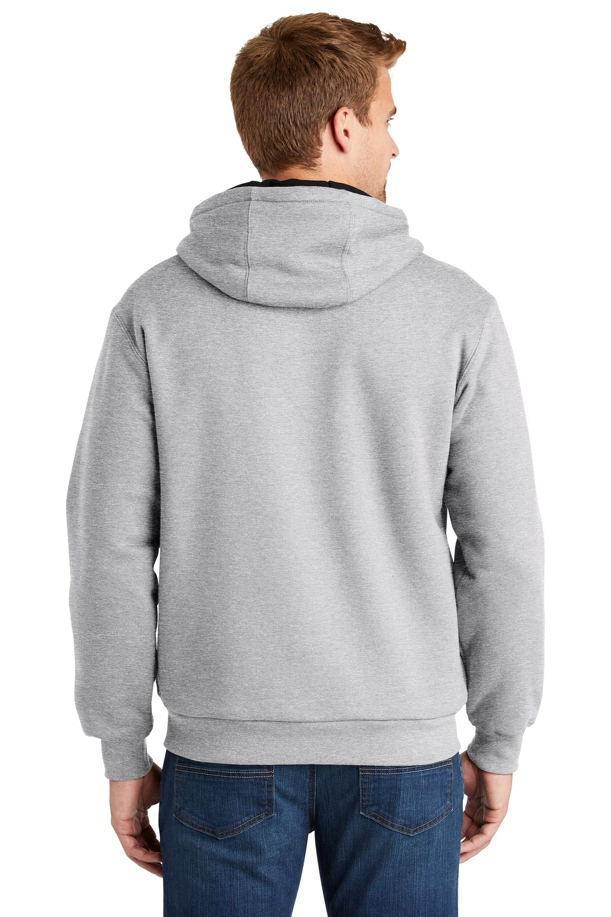 CornerStone Men's Full Zip Hoodie with Thermal Lining - Athletic Heather Grey Fleece Jacket for Winter Running, Hiking & Outdoor Activities