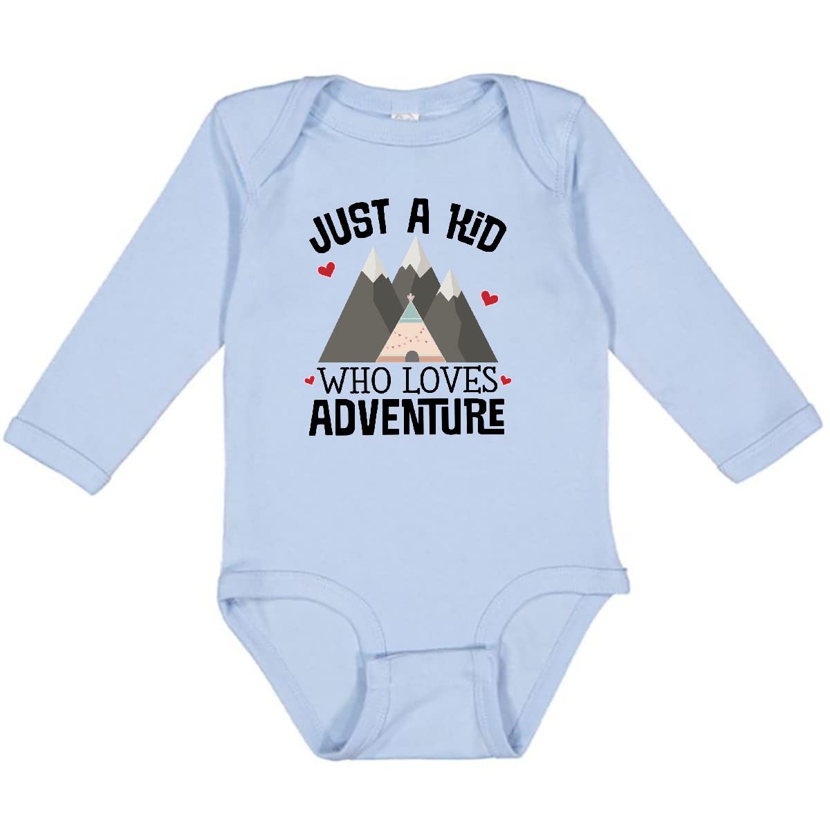 Inktastic Just a Kid Who Loves Adventure Long Sleeve Baby Bodysuit - Soft Cotton Creeper for Boys & Girls - Perfect for Playtime, Outdoor Adventures & Family Photos