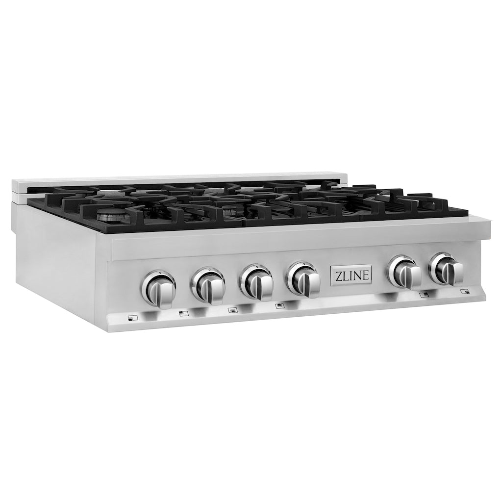 ZLINE RT36 36-Inch Stainless Steel Gas Rangetop with 6 Burners & Porcelain Cooktop - Professional Kitchen Stove for Home Chefs & Cooking Enthusiasts
