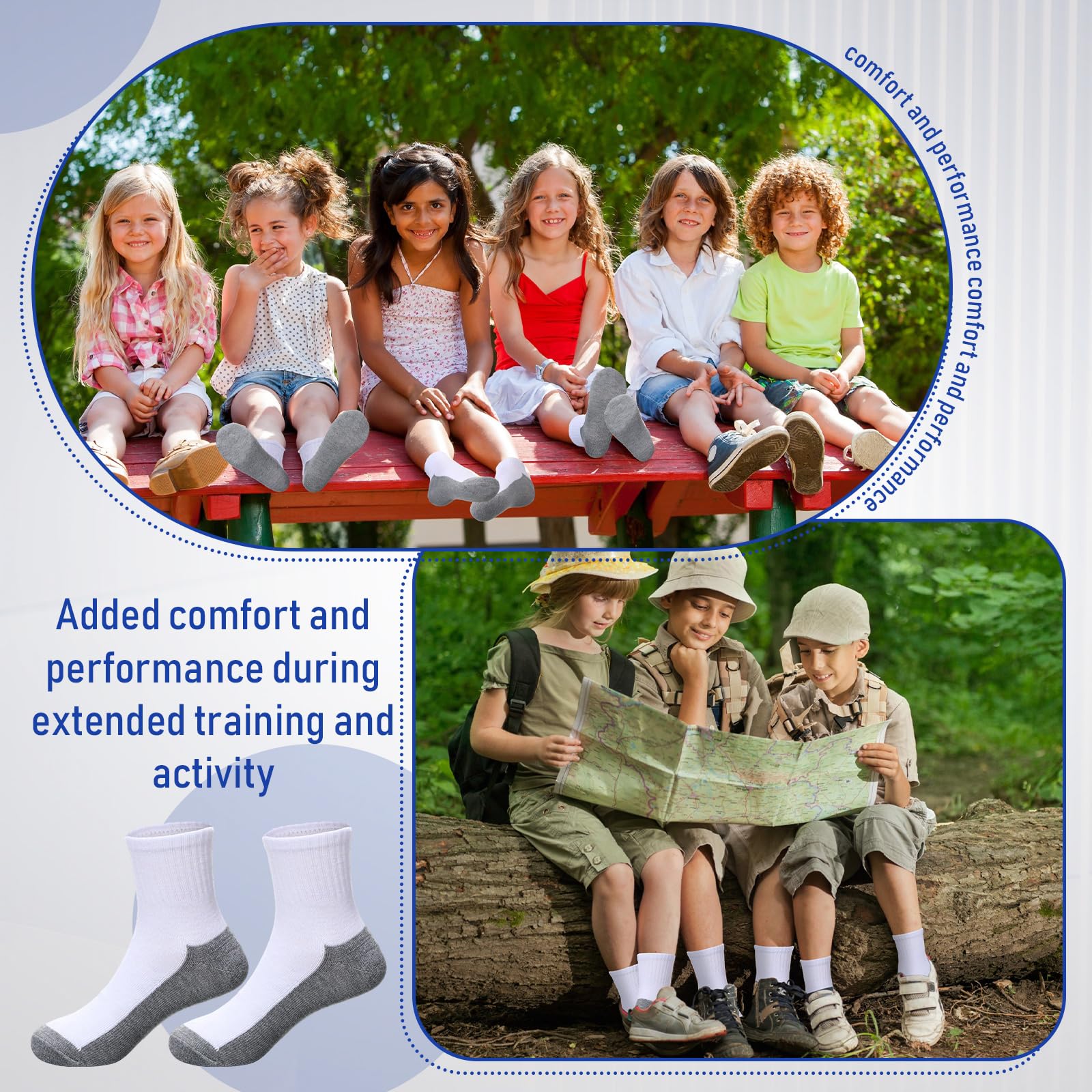 Ramede 100 Pairs Kids Socks - Soft Ribbed Crew & Ankle Socks for Boys and Girls - Cushioned Athletic Socks for School, Sports, and Everyday Comfort