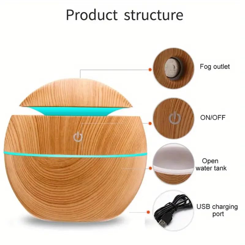 Cool Mist Ultrasonic Air Humidifier & Essential Oil Diffuser - 500ml Quiet Humidifying for Home, Office, Bedroom | Color Changing LED Night Light, Car Air Freshener | Perfect for Dry Air Relief, Aromatherapy, Baby Nursery & Travel