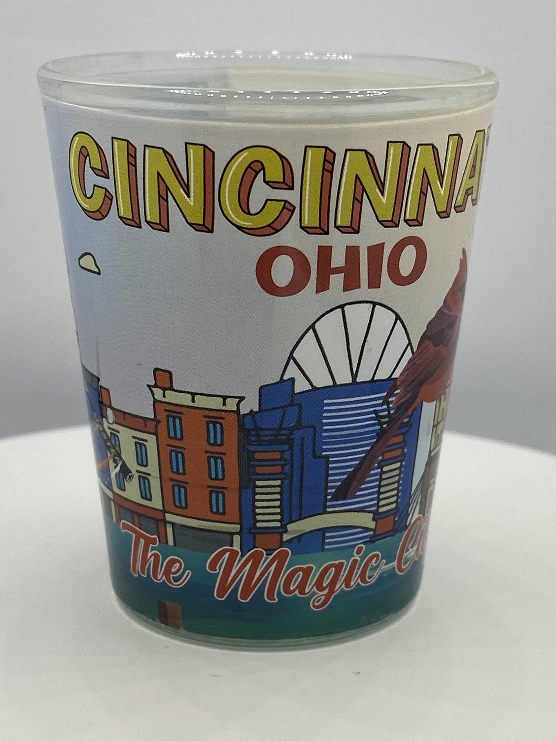 2 oz Cincinnati Ohio Themed Shot Glass - Perfect for Parties, Gifts & Collectibles | Barware & Souvenir Drinking Glass for Bourbon, Whiskey & Cocktails