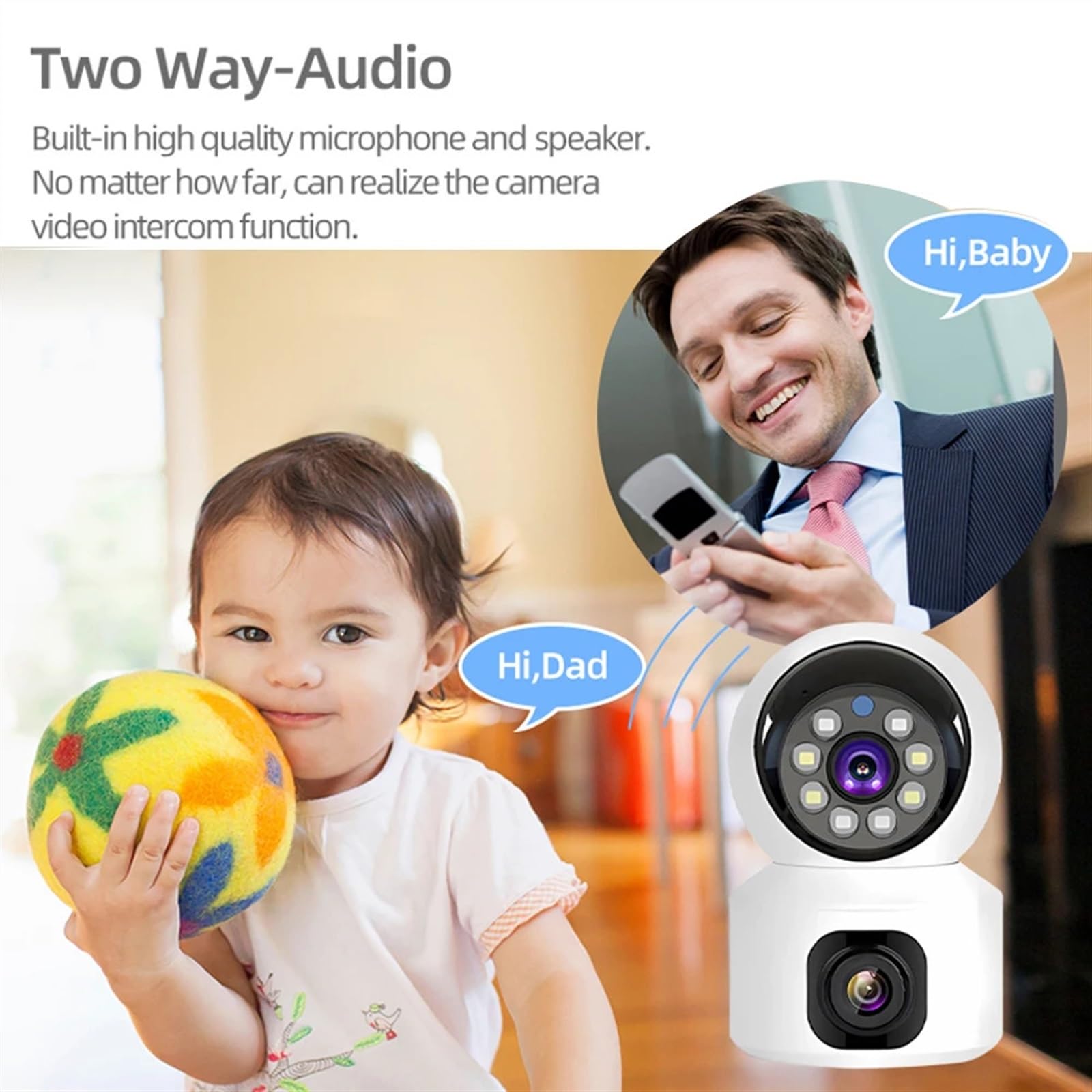 JOLIANE HD Mini Wireless Dual Lens 8MP IP Security Camera with Smart Night Vision & PTZ - Indoor CCTV Camera for Baby Monitor, Home Security (4MP) | Perfect for Nursery Monitoring, Pet Watching & Office Surveillance