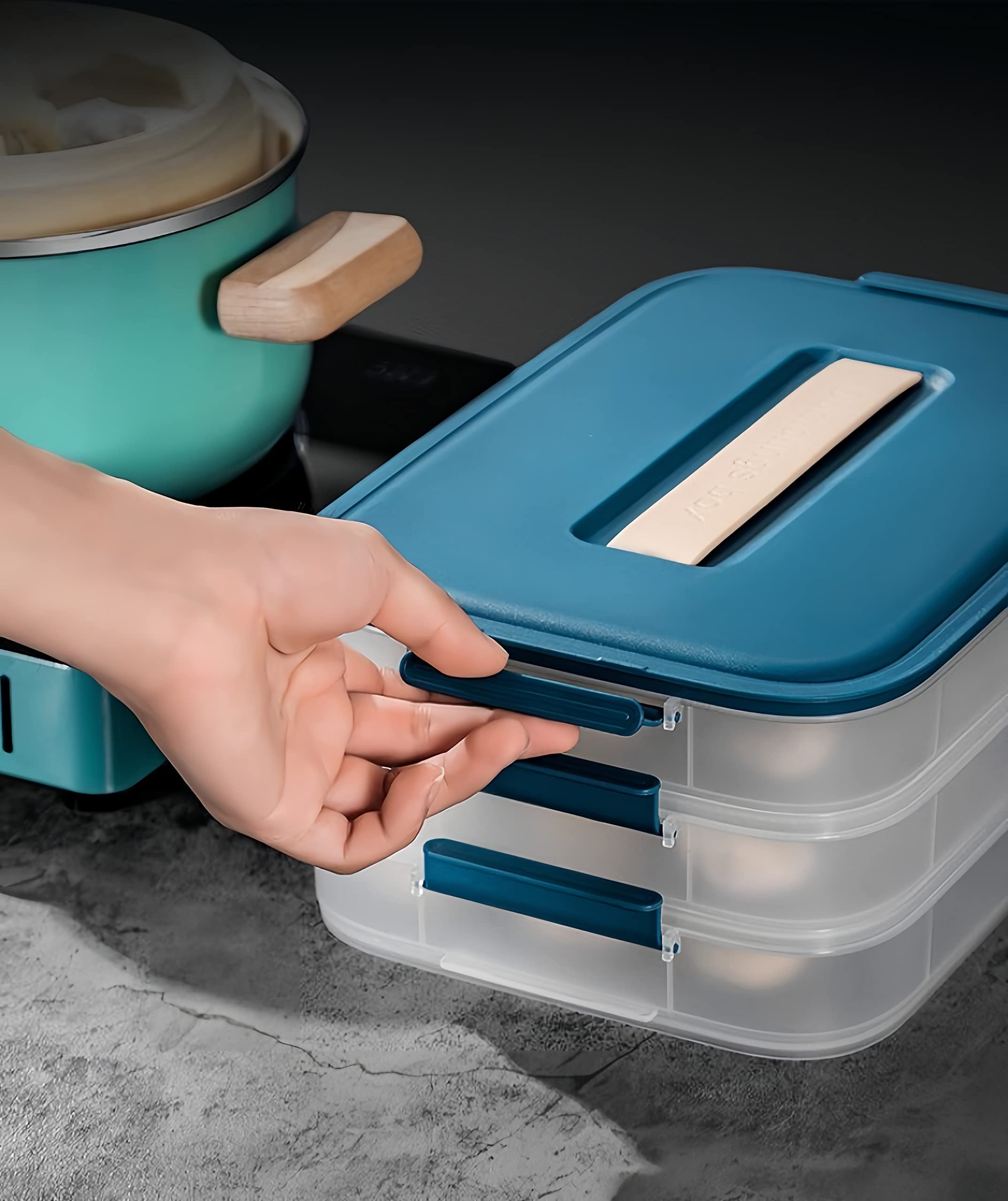 Airtight Plastic Bacon Keeper with Lids - Food Storage Container for Deli Meats, Cold Cuts & Cheese - Refrigerator & Freezer Safe - Low Profile Cookie Holder for Christmas Baking & Meal Prep Organization