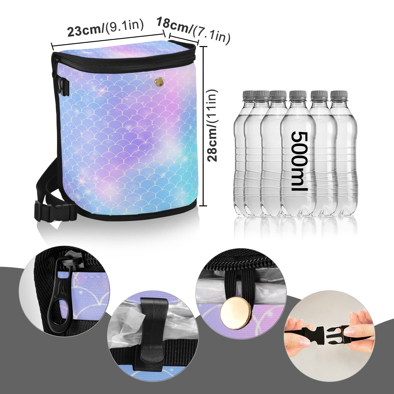Kawaii Mermaid Car Trash Can - Leak Proof Waterproof Car Garbage Bag with Lid for SUV, Truck & Front Seat Headrest | Perfect for Road Trips, Commuting & Keeping Your Vehicle Clean