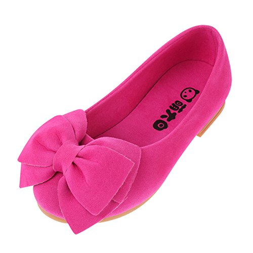 Faux Suede Bow Round Toe Ballet Flats Slip On Shoes for Kids - Comfortable & Stylish Toddler Girls' Flats for School, Playdates & Special Occasions