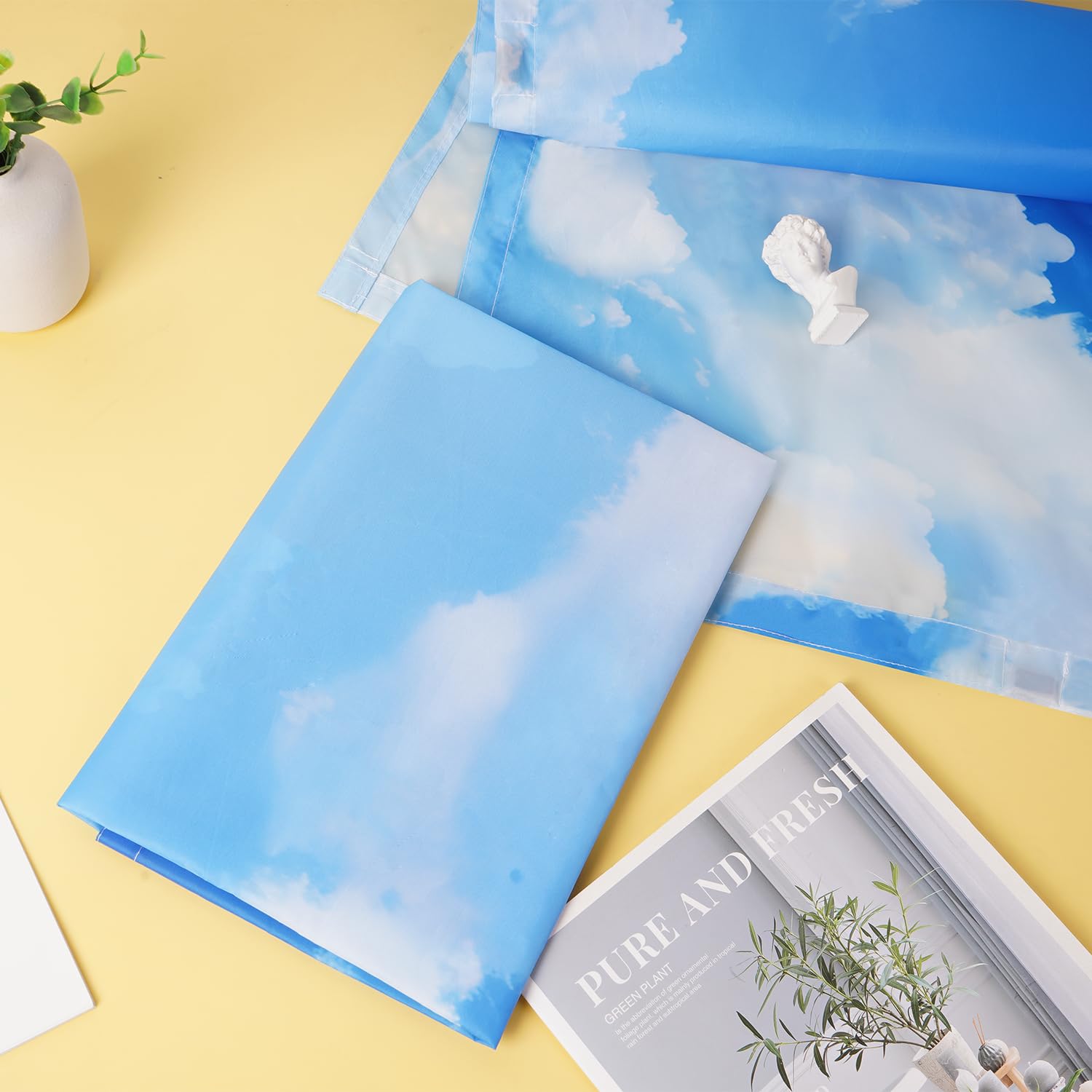 4 Pack Blue Sky Cloud Fluorescent Light Covers - 4 x 2 Feet Magnetic Light Diffusers for Ceiling Lights | Office, Classroom & Cubicle Lighting Solutions | Reduce Glare & Create Natural Daylight Effect