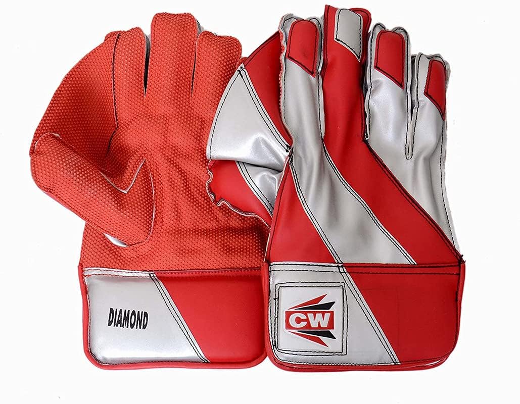 Premium CW Diamond Cricket Wicket Keeper Gloves - Padded Hand Protector with Inner Gloves Combo for Safe & Comfortable Wicket Keeping | Ideal for Practice, Matches & Professional Play
