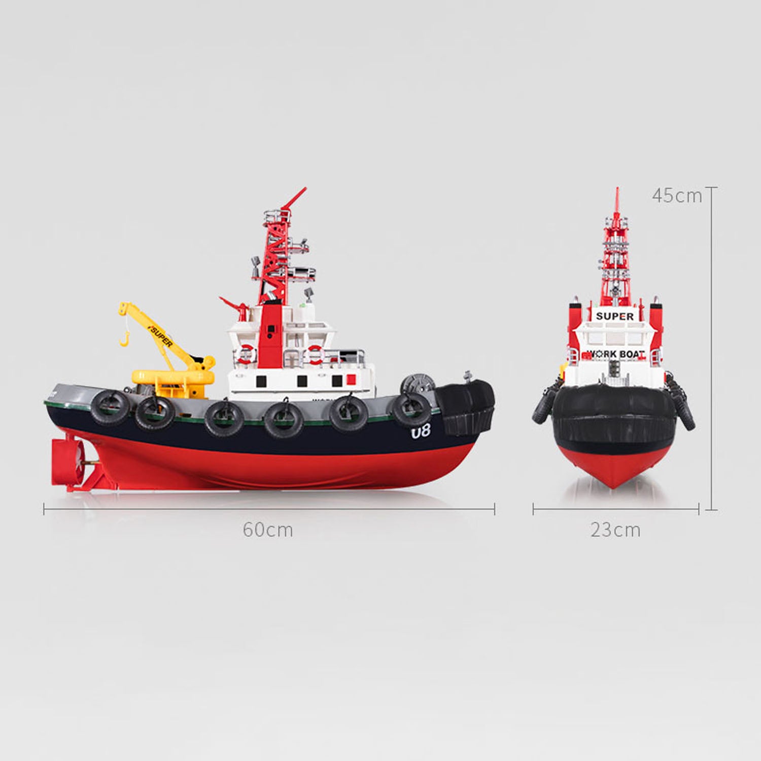 Heng Long 2.4G RC Fire Fighting Boat with Water Spray - Remote Control DIY Hobby Model Ship (60x23x45cm) - ESC Motor & Servo Included for Pool, Lake & Outdoor Water Play