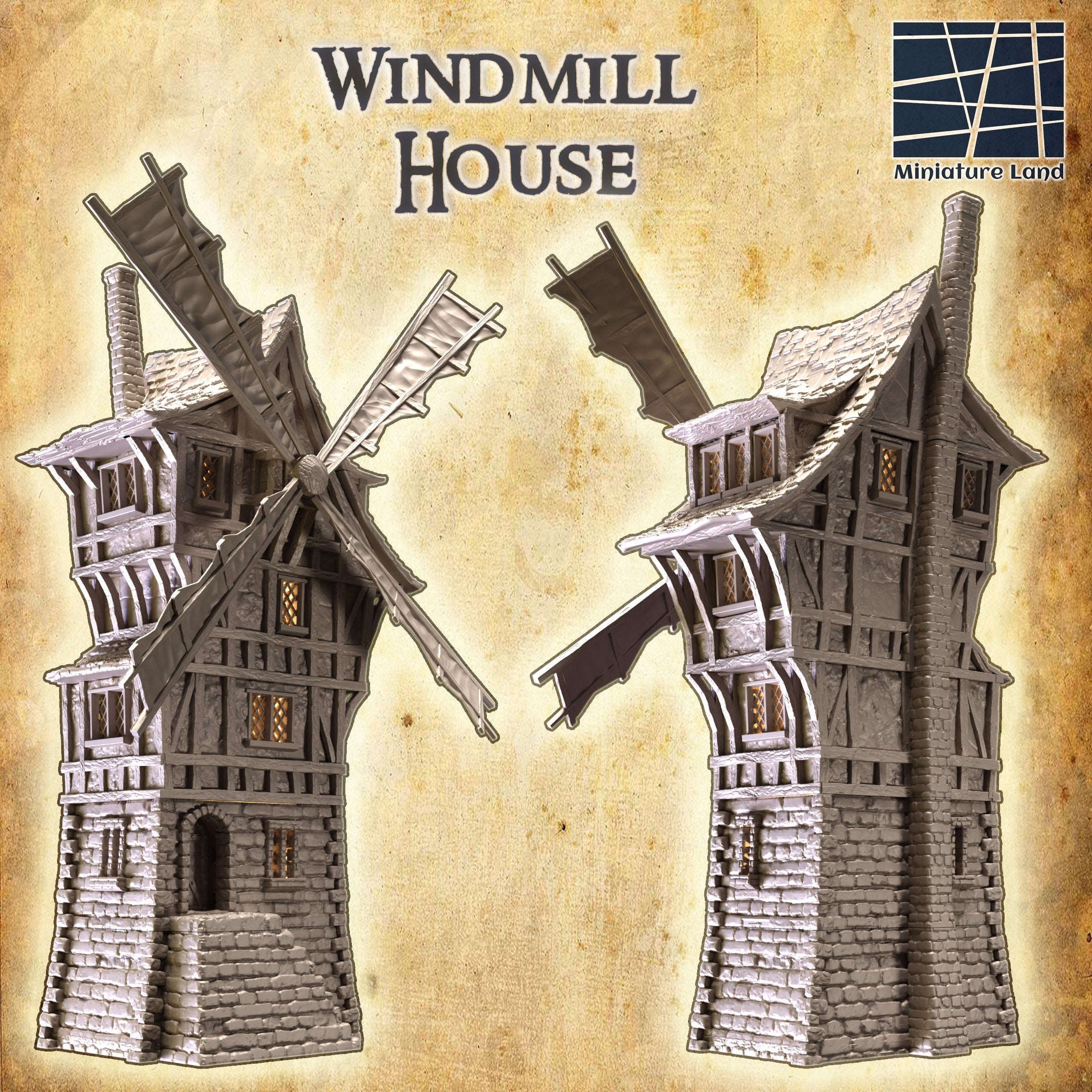 28mm Windmill House - D&D Terrain for Tabletop RPG, Miniature Wargaming & Dungeon Master Scenery - Perfect for Fantasy Battle Maps & Roleplaying Game Accessories