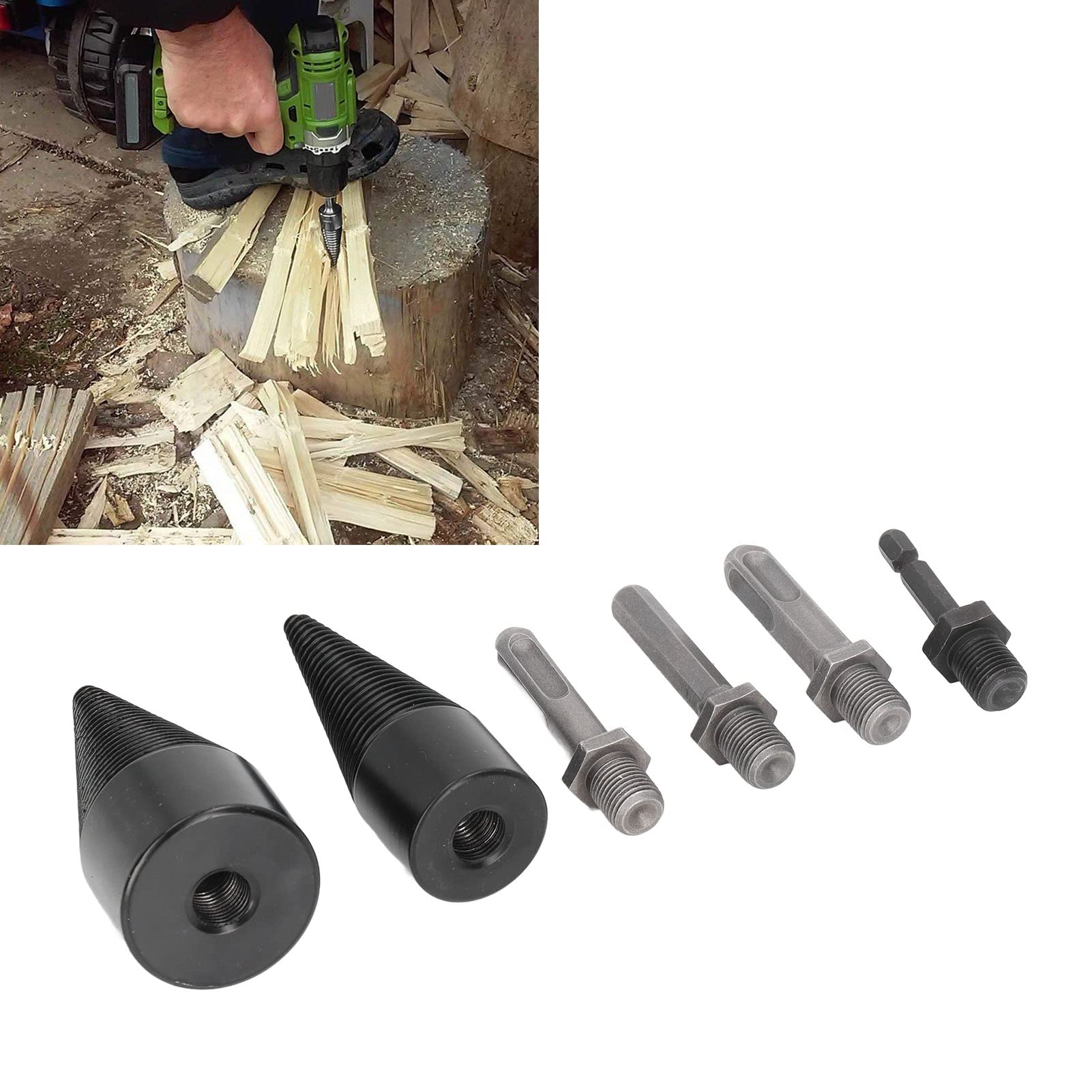 Heavy Duty YWBL-WH Wood Cone Drill Bits Splitter Kit - 32mm & 42mm Sizes for Woodworking, DIY Projects, and Log Splitting | Perfect for Firewood Processing, Furniture Making, and Carpentry Work