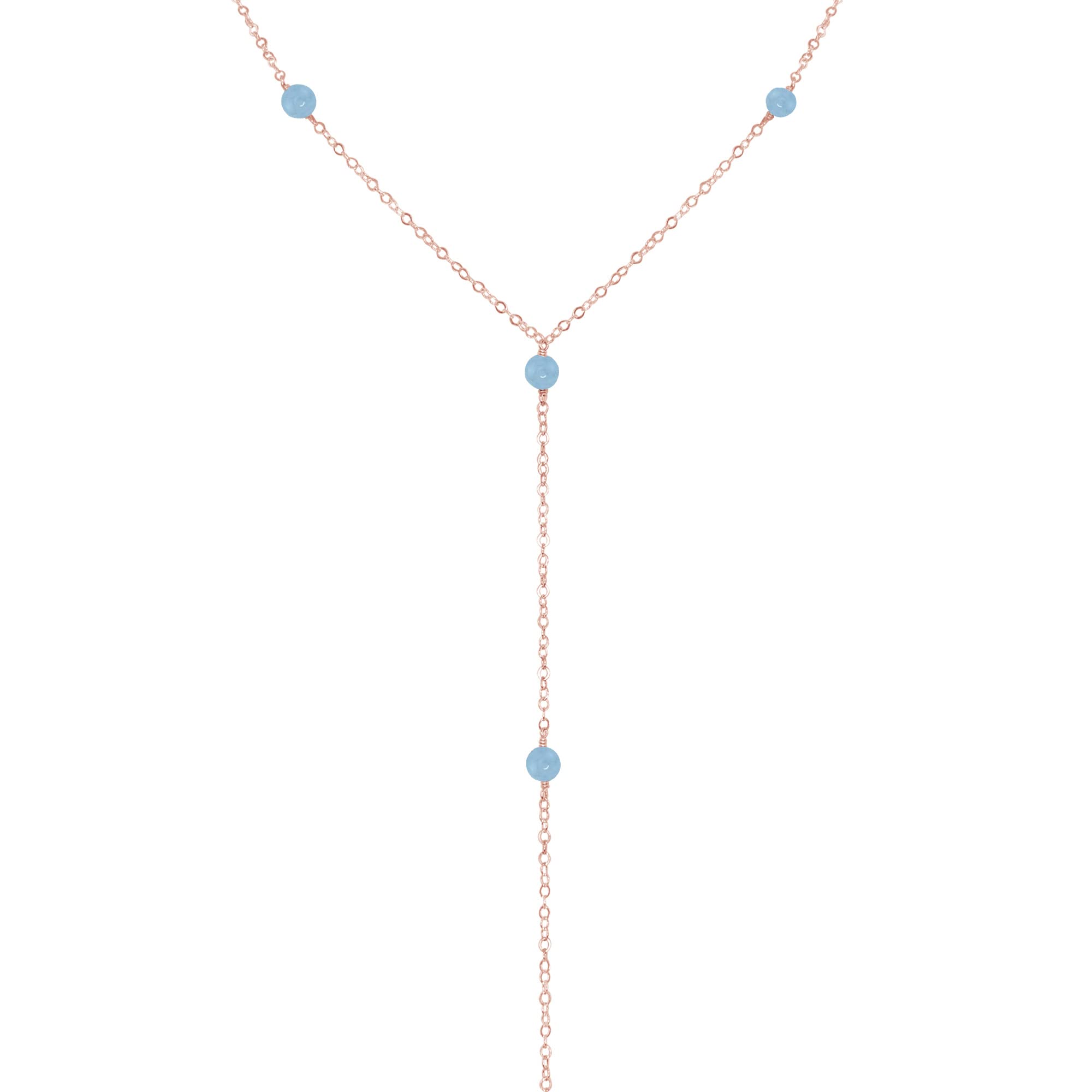 14K Rose Gold Filled Aquamarine Dainty Y Necklace - Elegant Birthstone Jewelry for Women, Perfect Gift for Anniversary, Valentine's Day & Everyday Wear