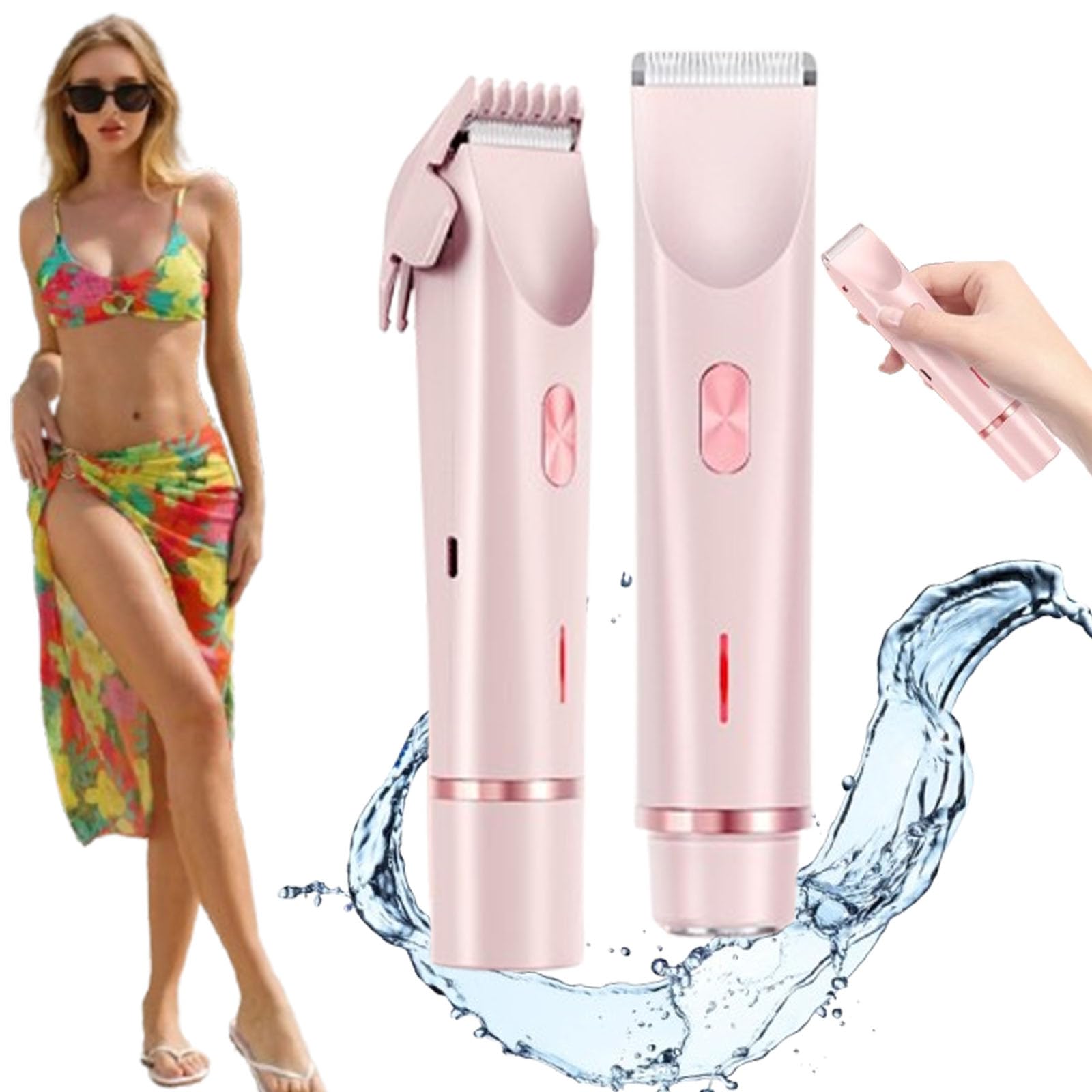 Reshline 2-in-1 Electric Hair Trimmer & Shaver for Women - Wet & Dry Use with Replacement Blades - Pink Ladies Shaver for Smooth Legs, Underarms & Bikini Area - Perfect for Travel, Gym & Home Use