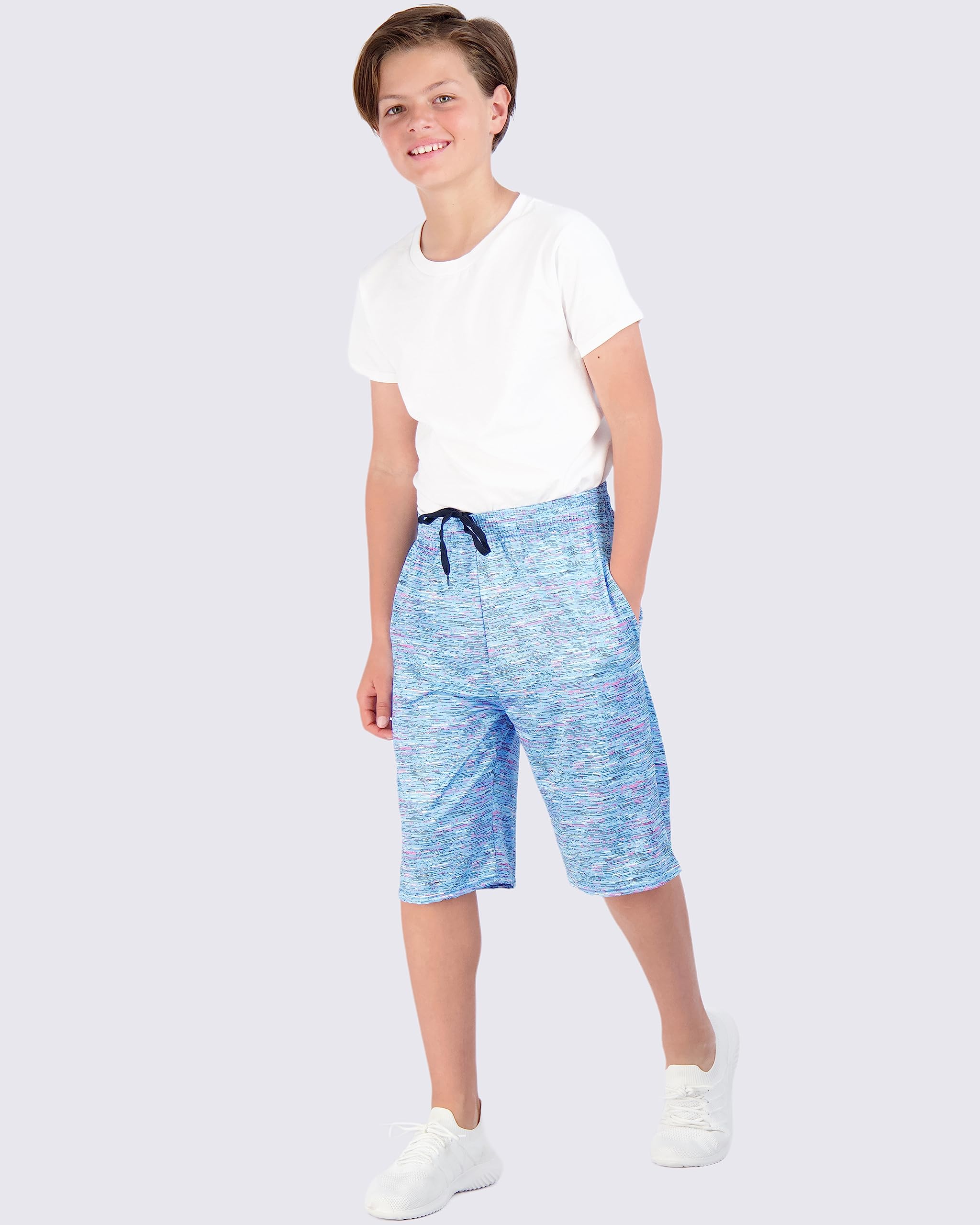 Real Essentials 5-Pack Boys' Quick-Dry Athletic Basketball Shorts with Pockets - Breathable Workout & Gym Shorts for Active Kids, Sports, and Casual Wear